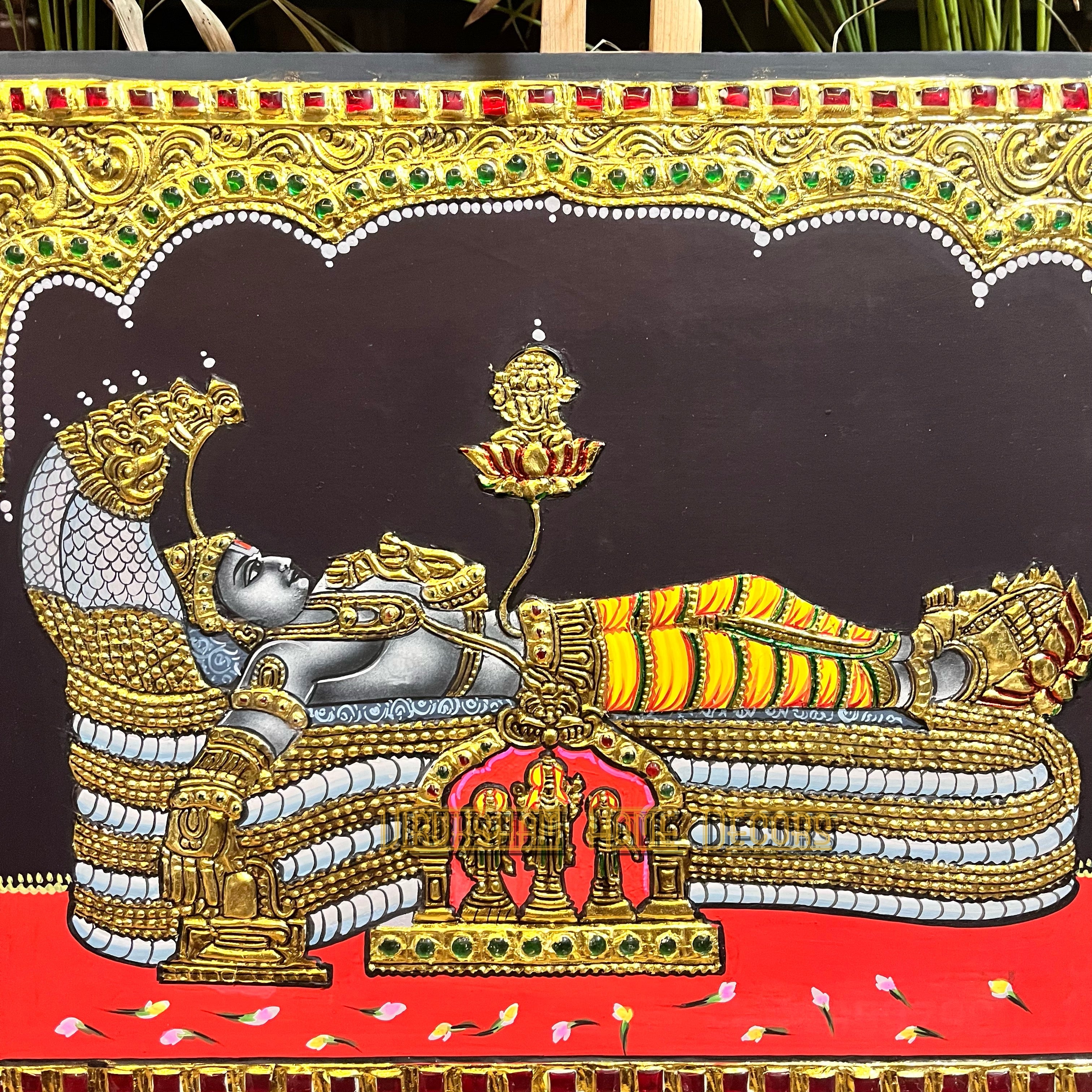 Srirangam Ranganathar  12x15  Tanjore painting -1 board(15 days delivery time)without frame