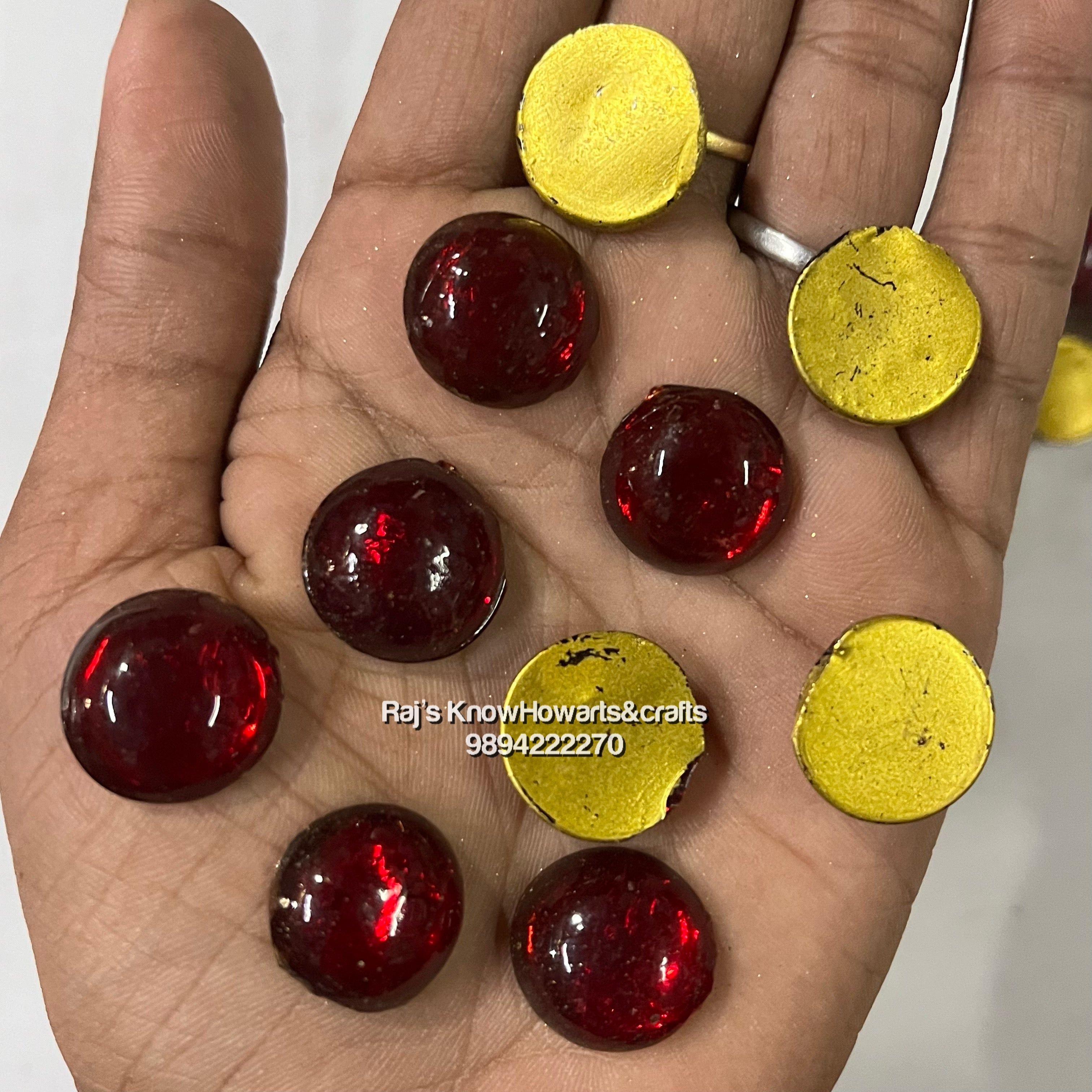 16mm Red Round Tanjore Painting Jaipur Kundan stones-50 stones in a pack - 16RR