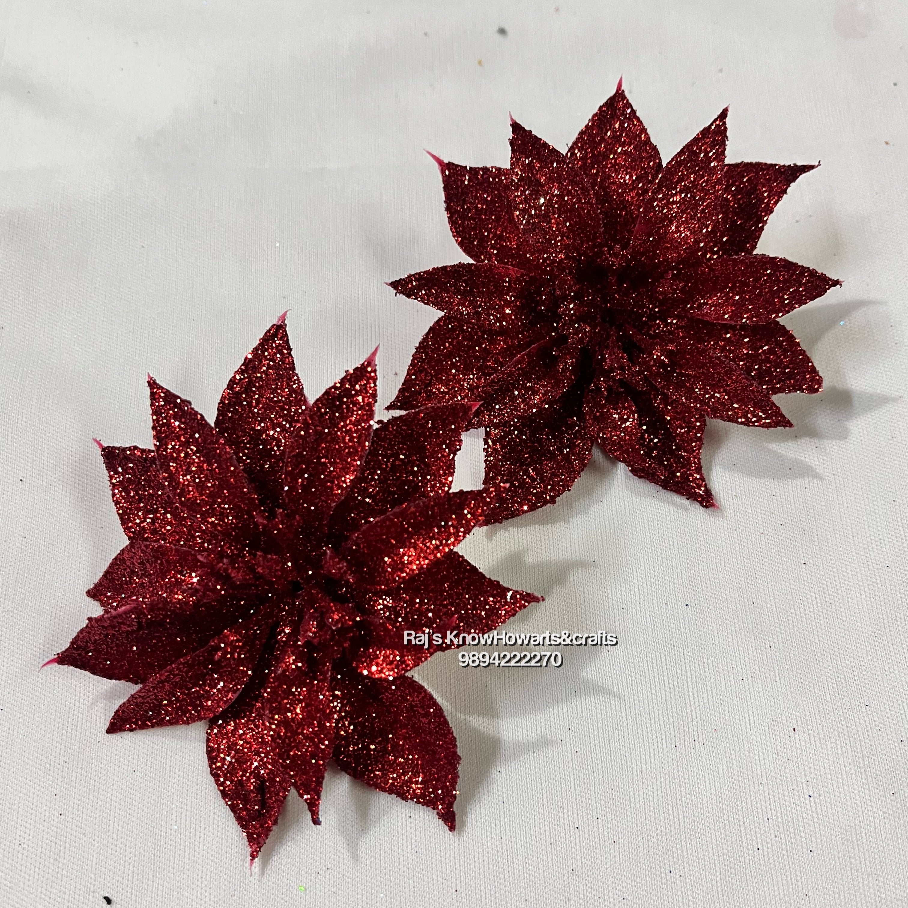 Red Glitter flower - 2 pc