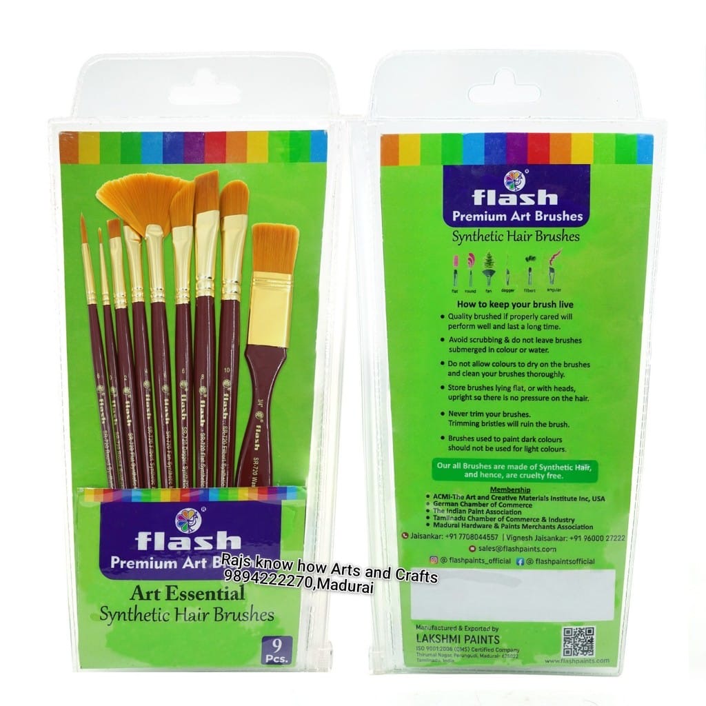 Flash multipurpose hair premium artist brushes - 9pcs