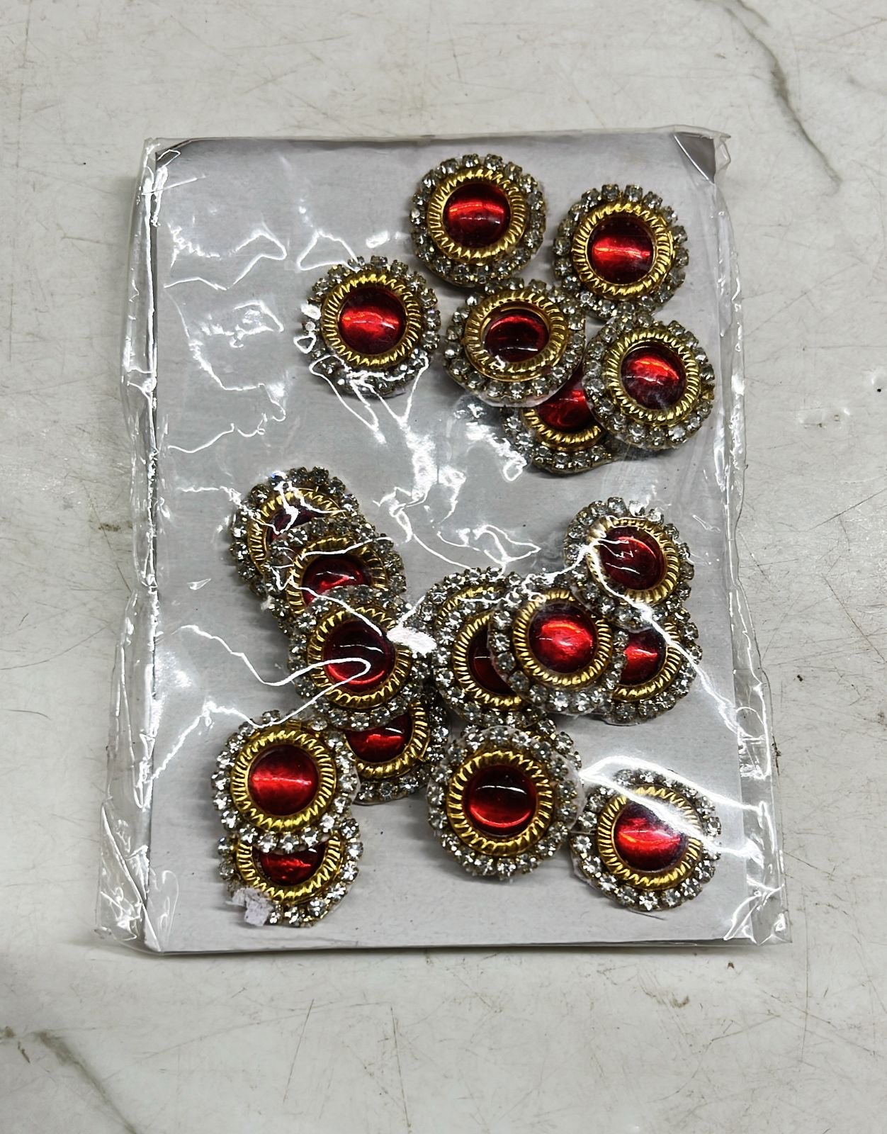 Round Red stone embroidery patch small 20piece in a 1pack /RSEPS