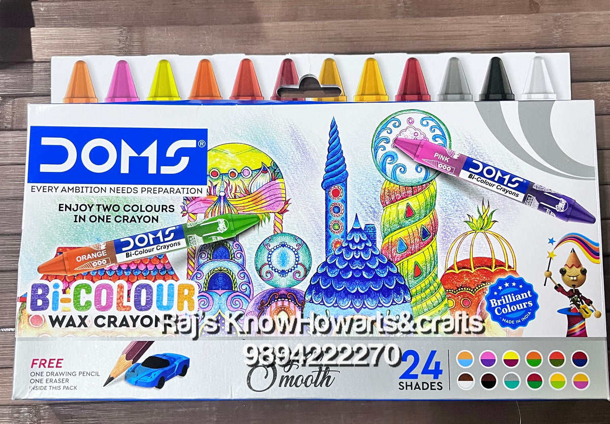 Doms Bi-colour wax crayons - 24 shades โ KnowHowArtCraft