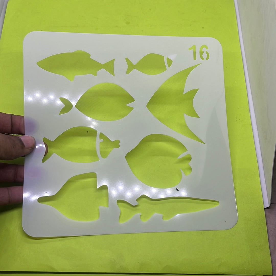 Fish stencil shape template 16