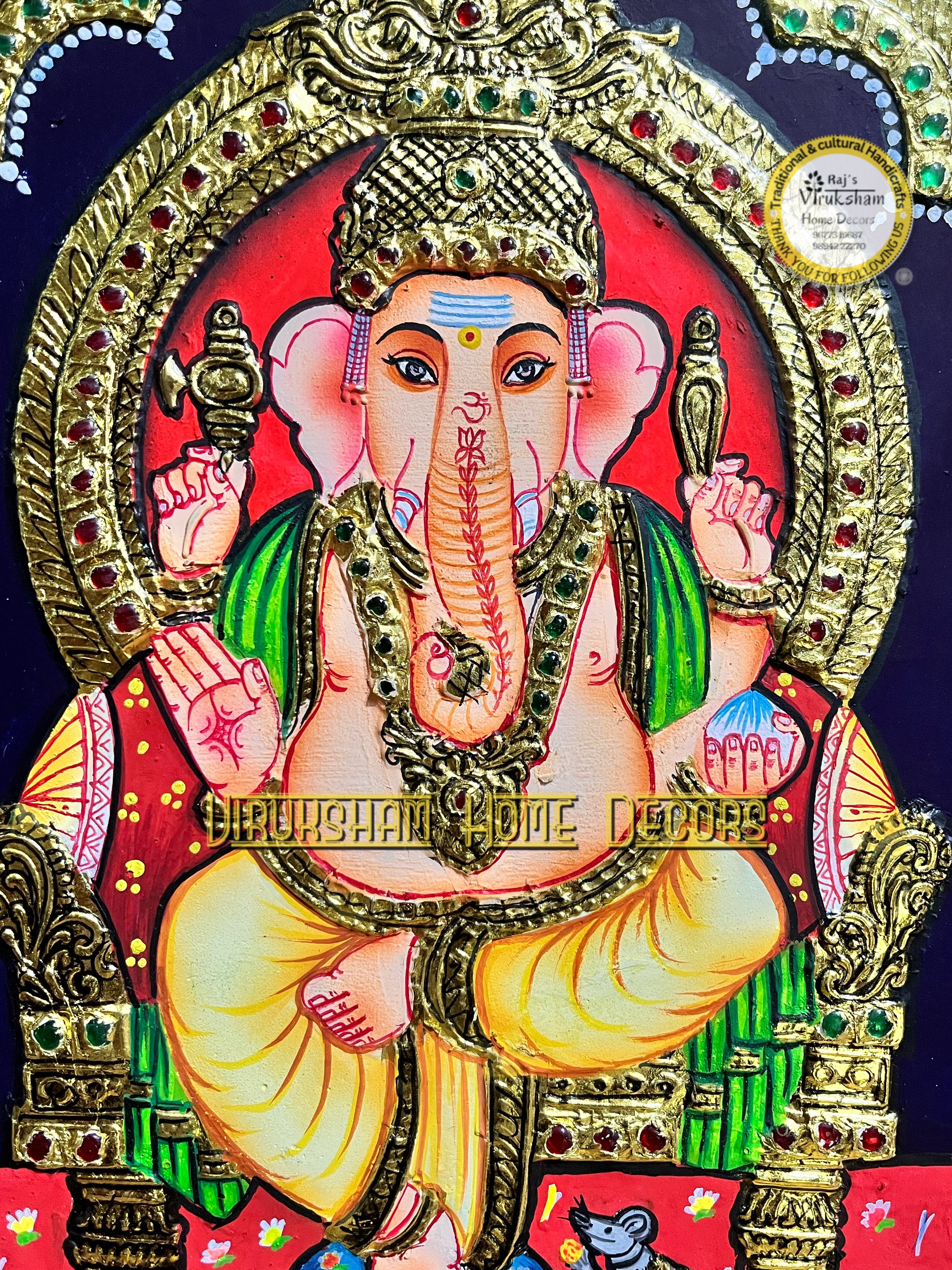 Vinayagar 10x12  Tanjore painting -1 board(15 days delivery time)