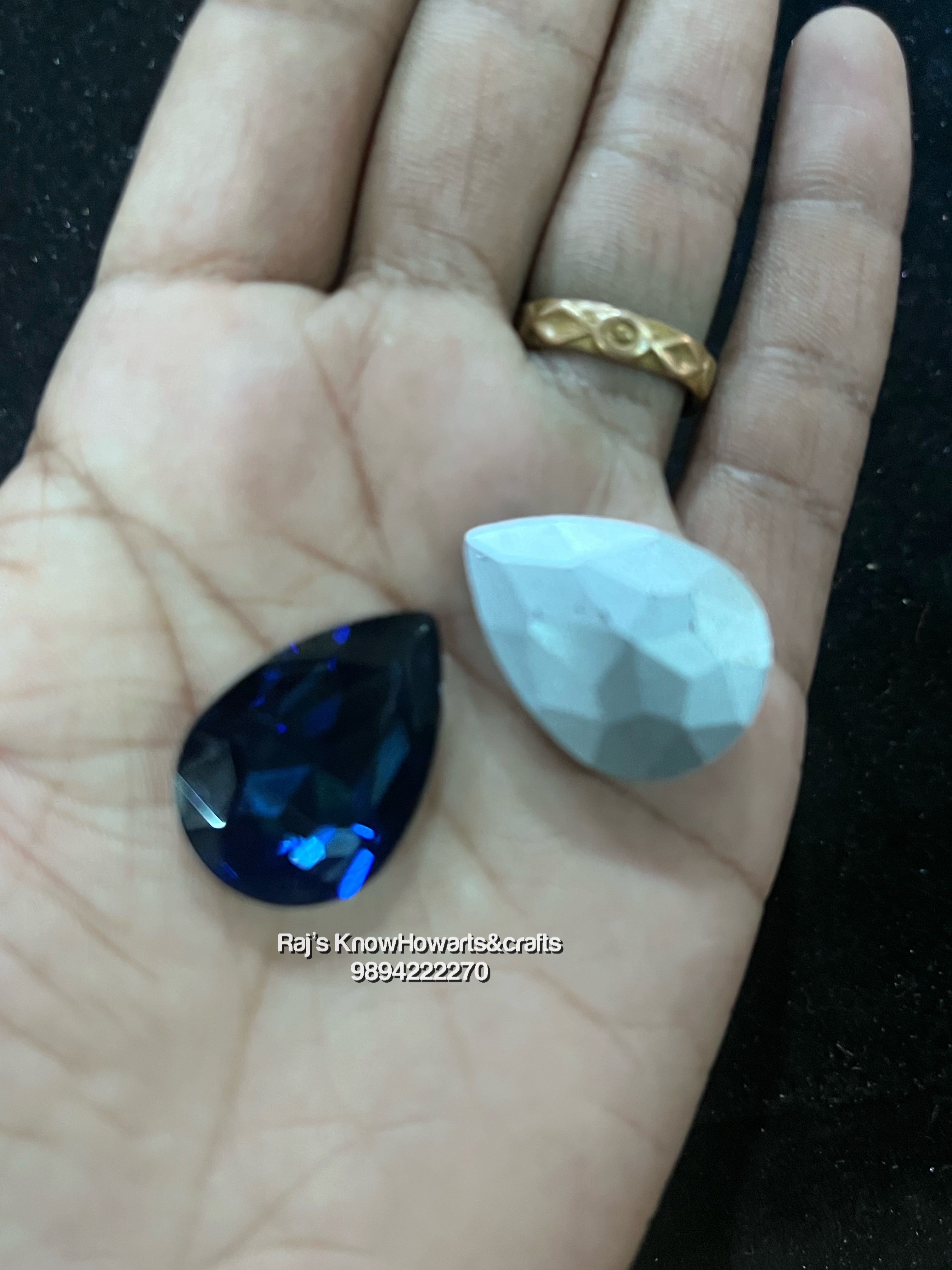 18x24 AD Blue  stone Tanjore Painting American diamond stones-2 stones in a pack