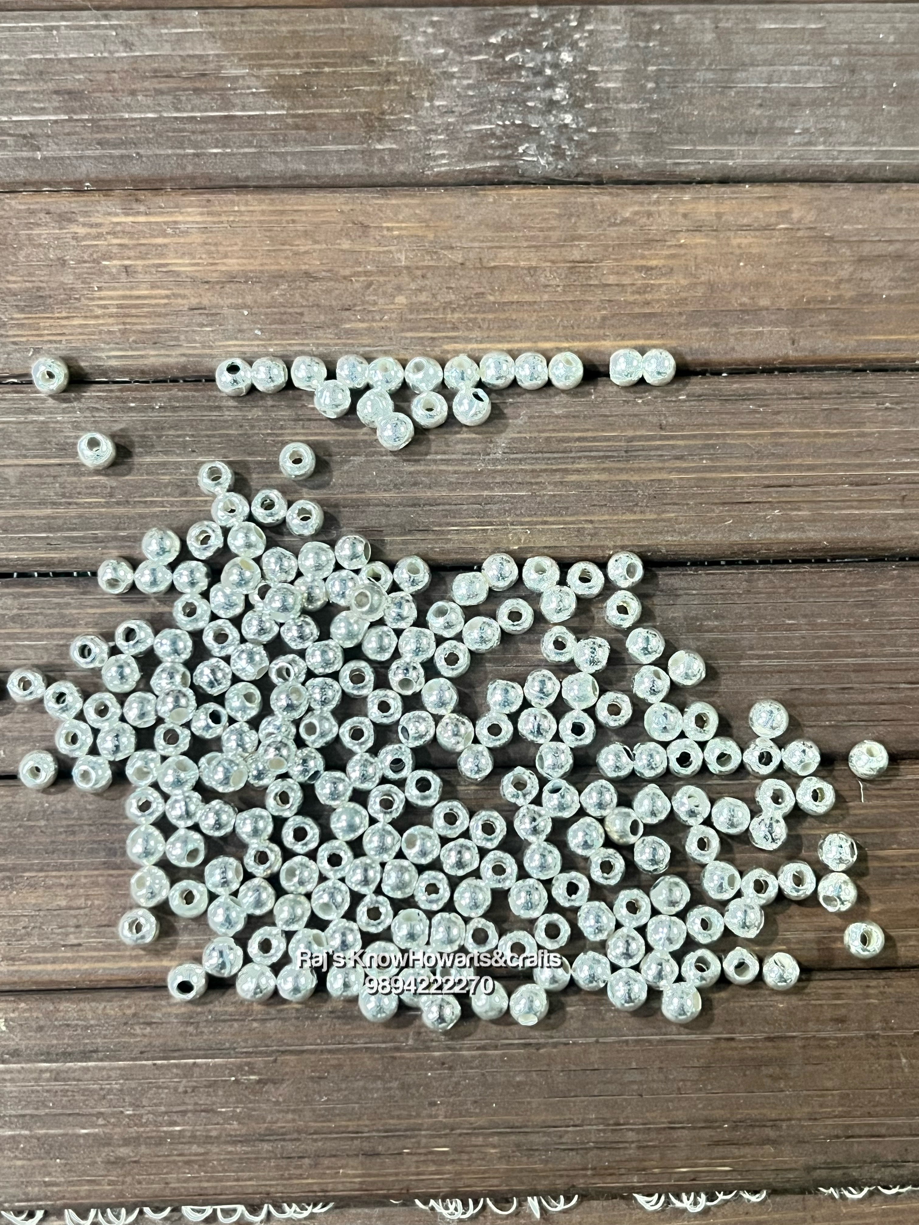 3mm Silver plated round ball spacer beads - 50 g