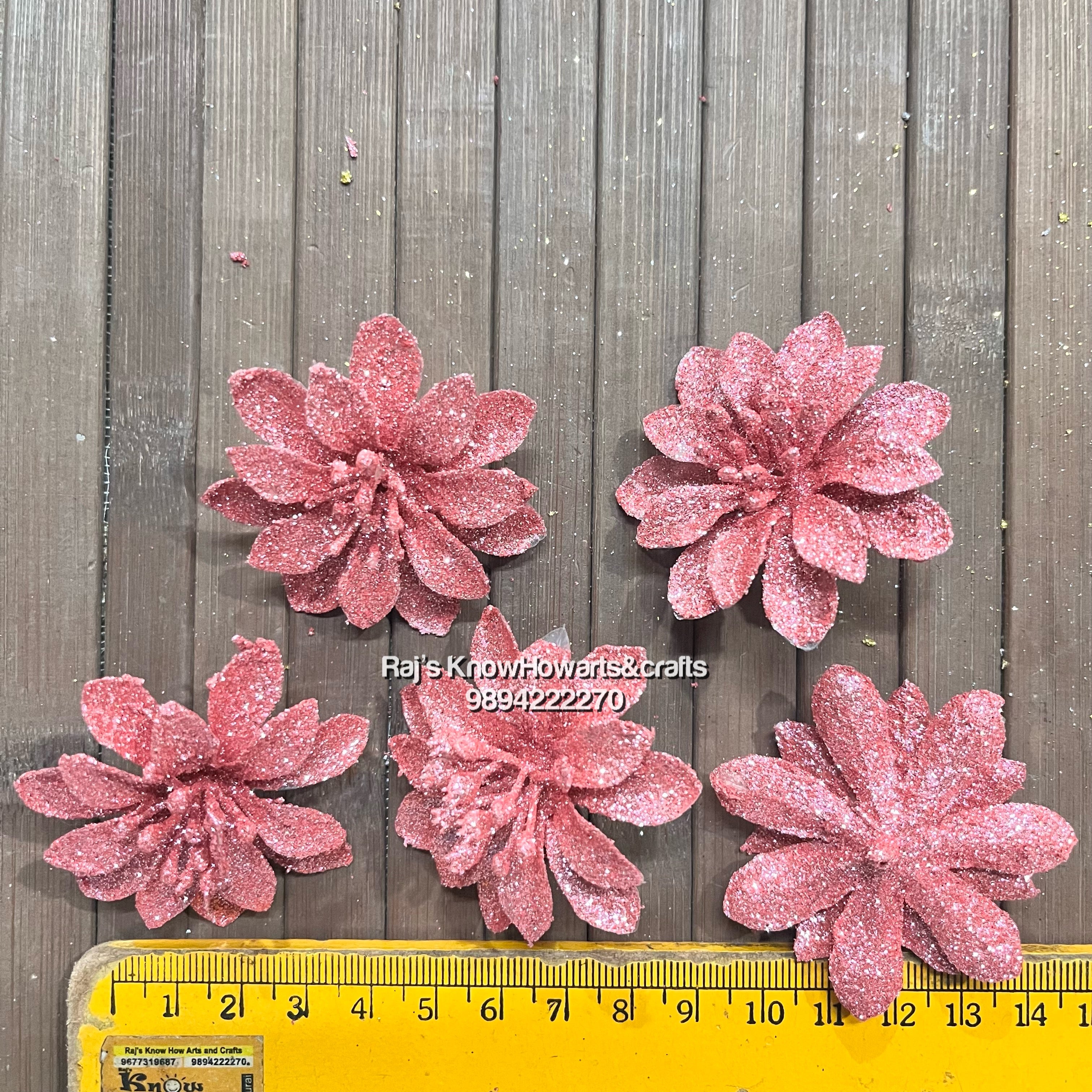 Pink Glitter flower - 2 pc