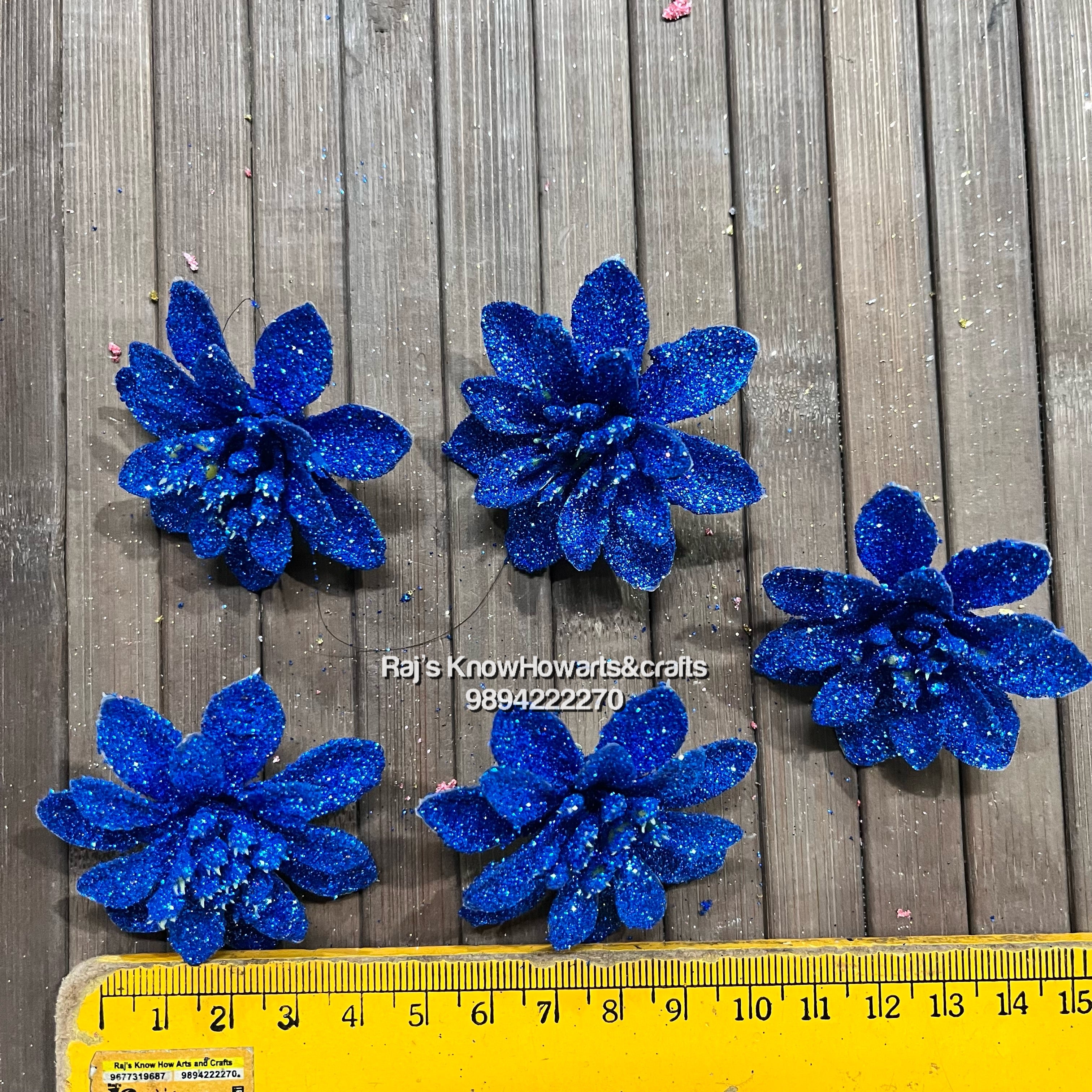 Blue Glitter flower - 2 pc