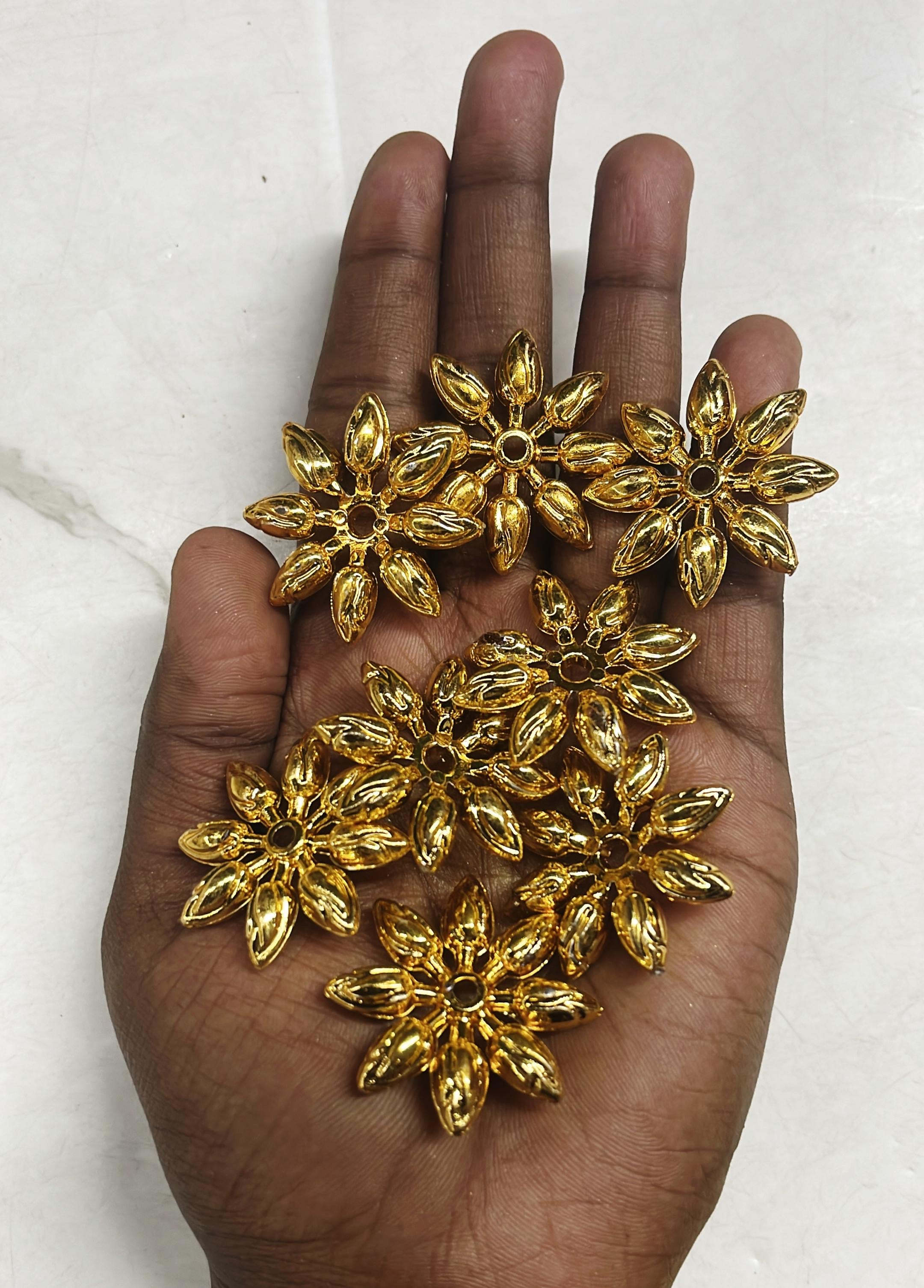 Golden Acrylic jasmine beads for garland making 100g in a 1pack