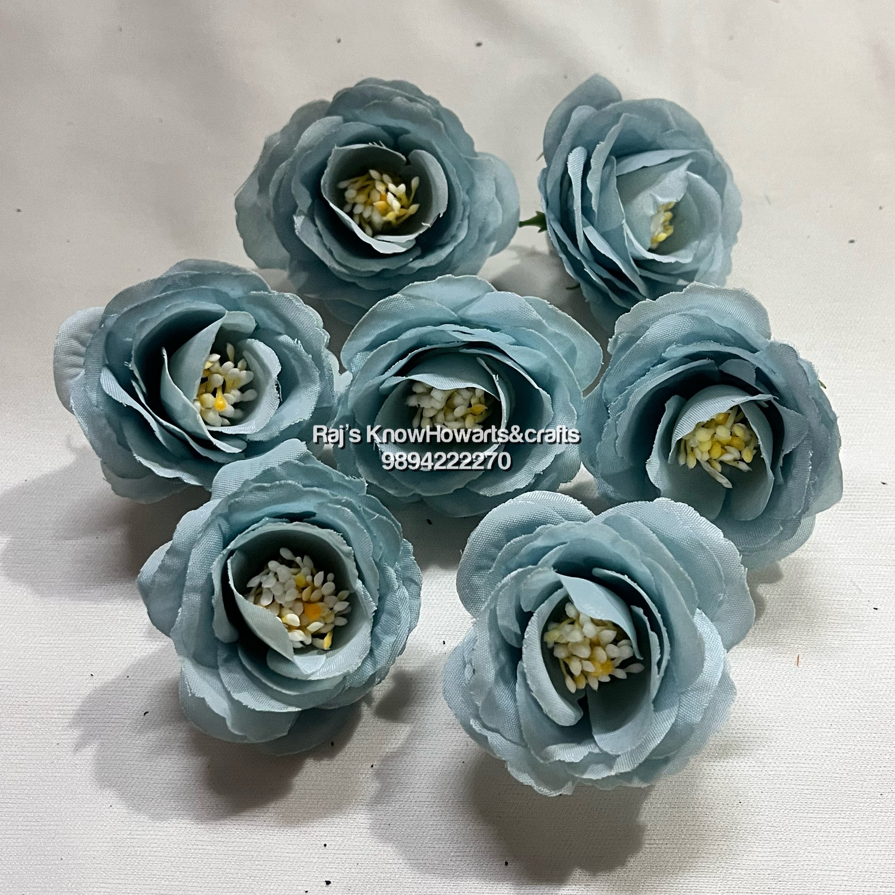 Rose With Pollens Pastel Blue- 10 piece in a Pack