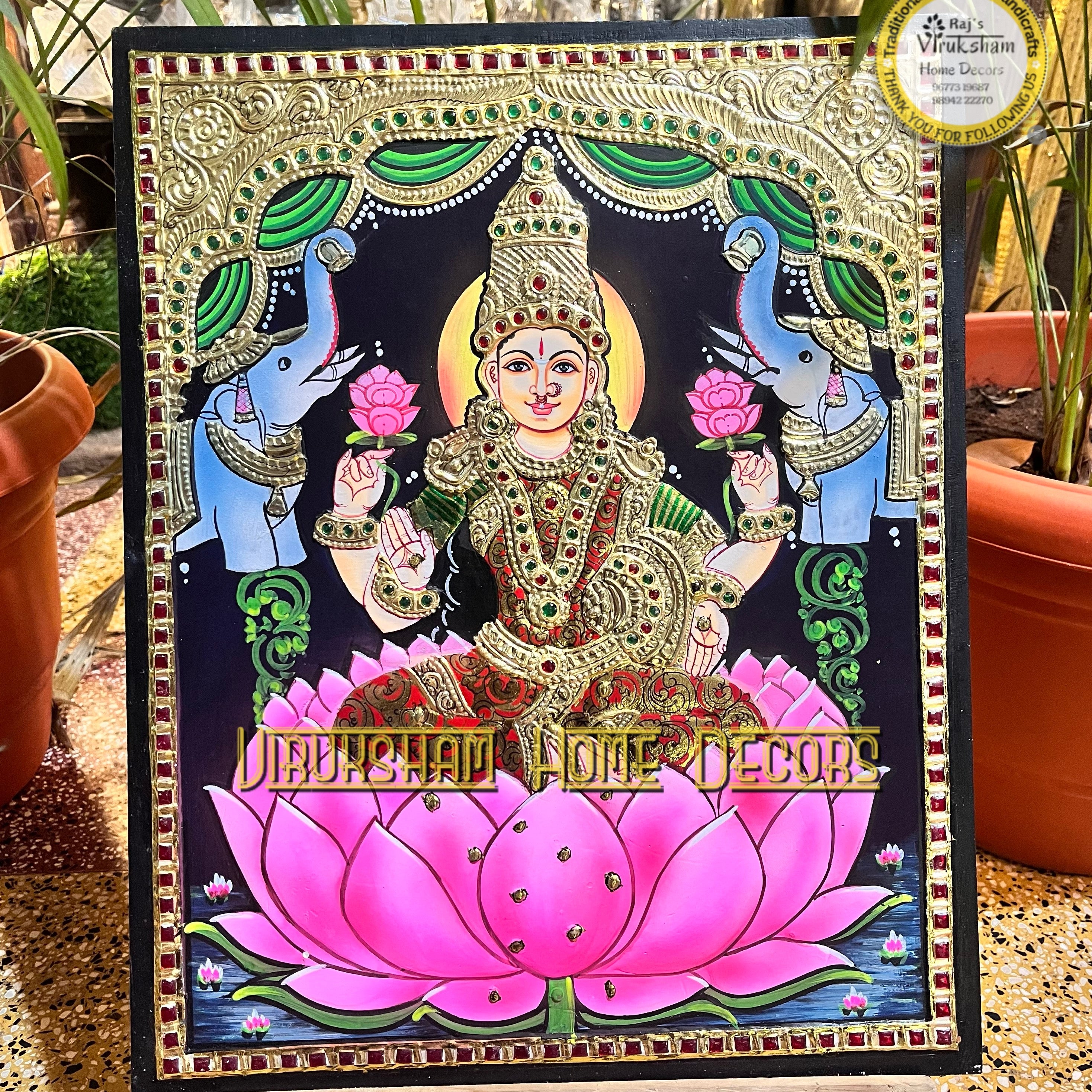 GajaLakshmi 12x15 Tanjore painting -1 board