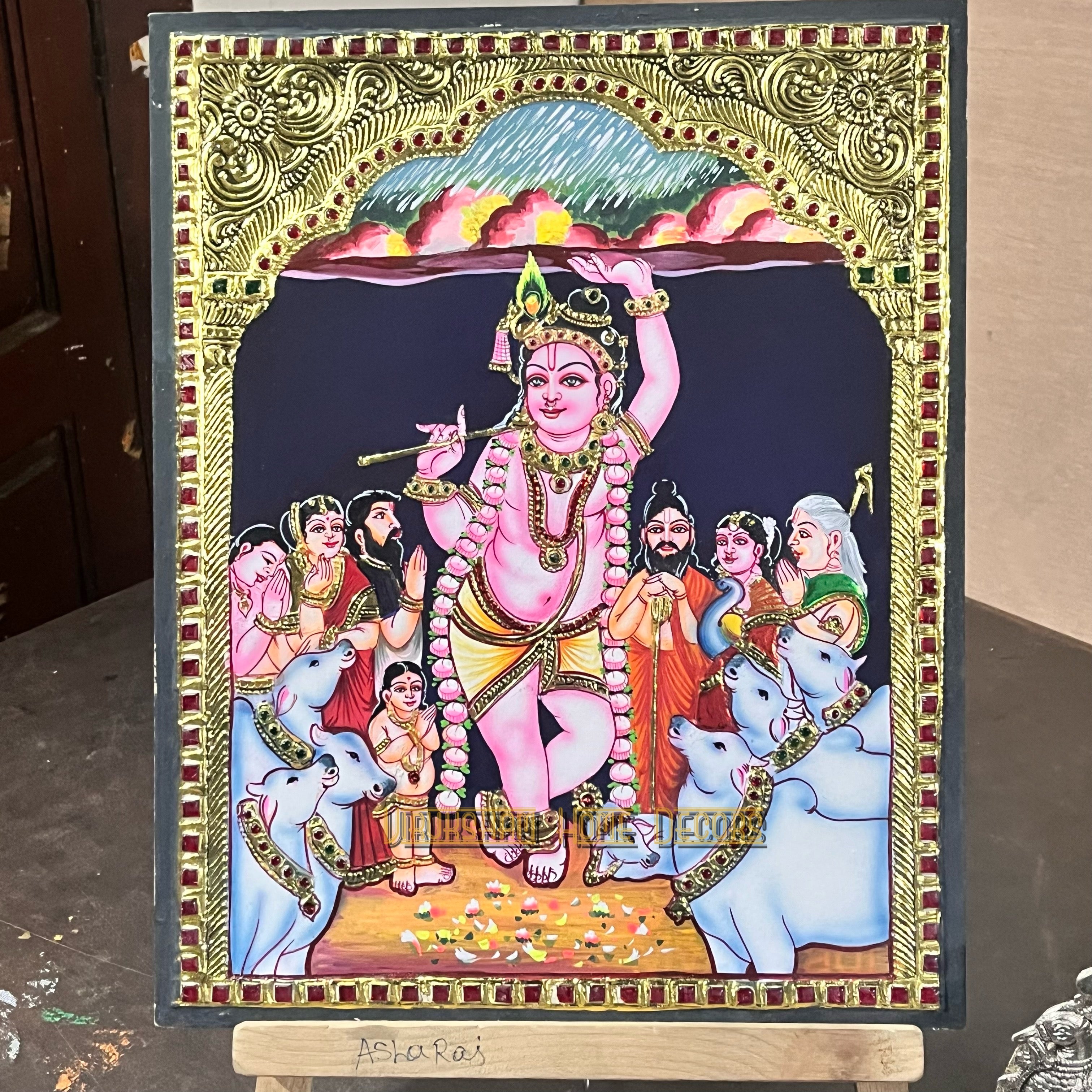 Kodavari krishna 12x15  Tanjore painting -1 board(15 days delivery time)without frame