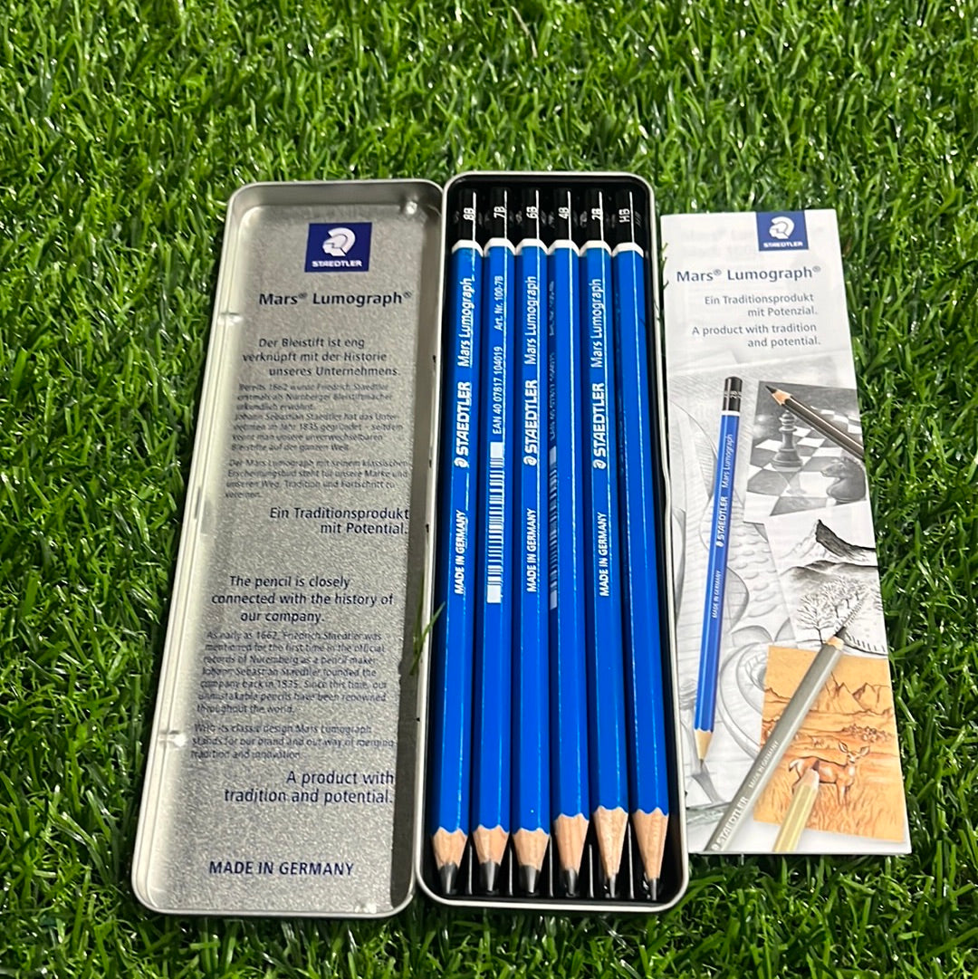 Staedtler  Mars lumograph Blue drawings pencils 6in1 set