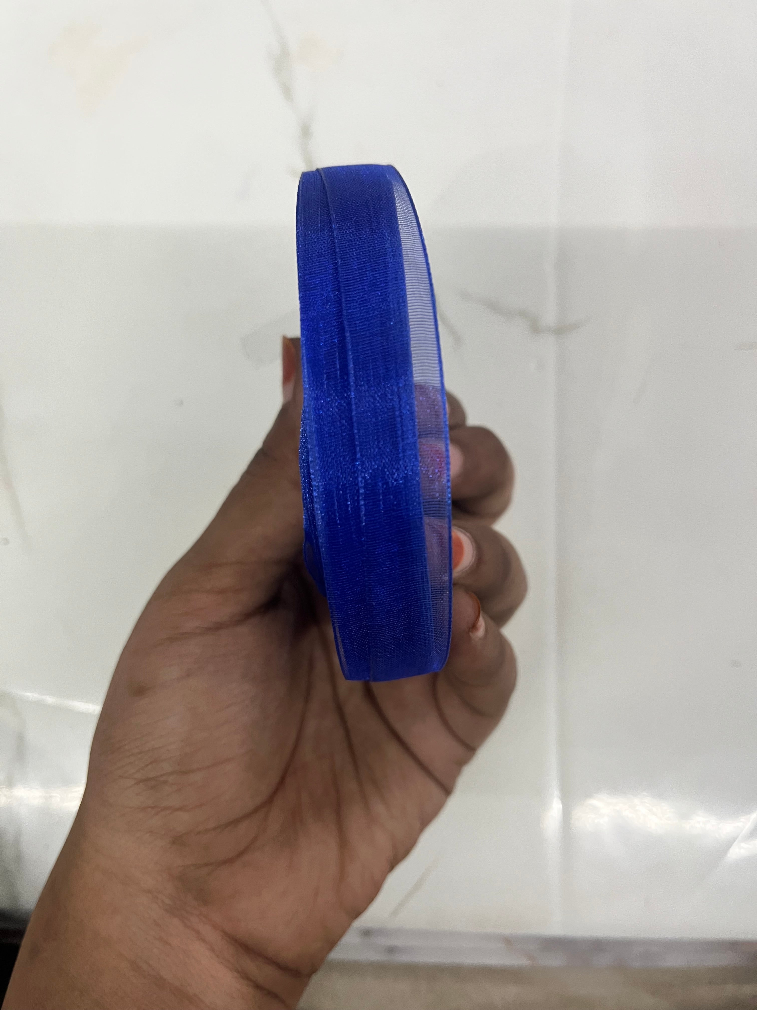 Blue  Half inch organza ribbon