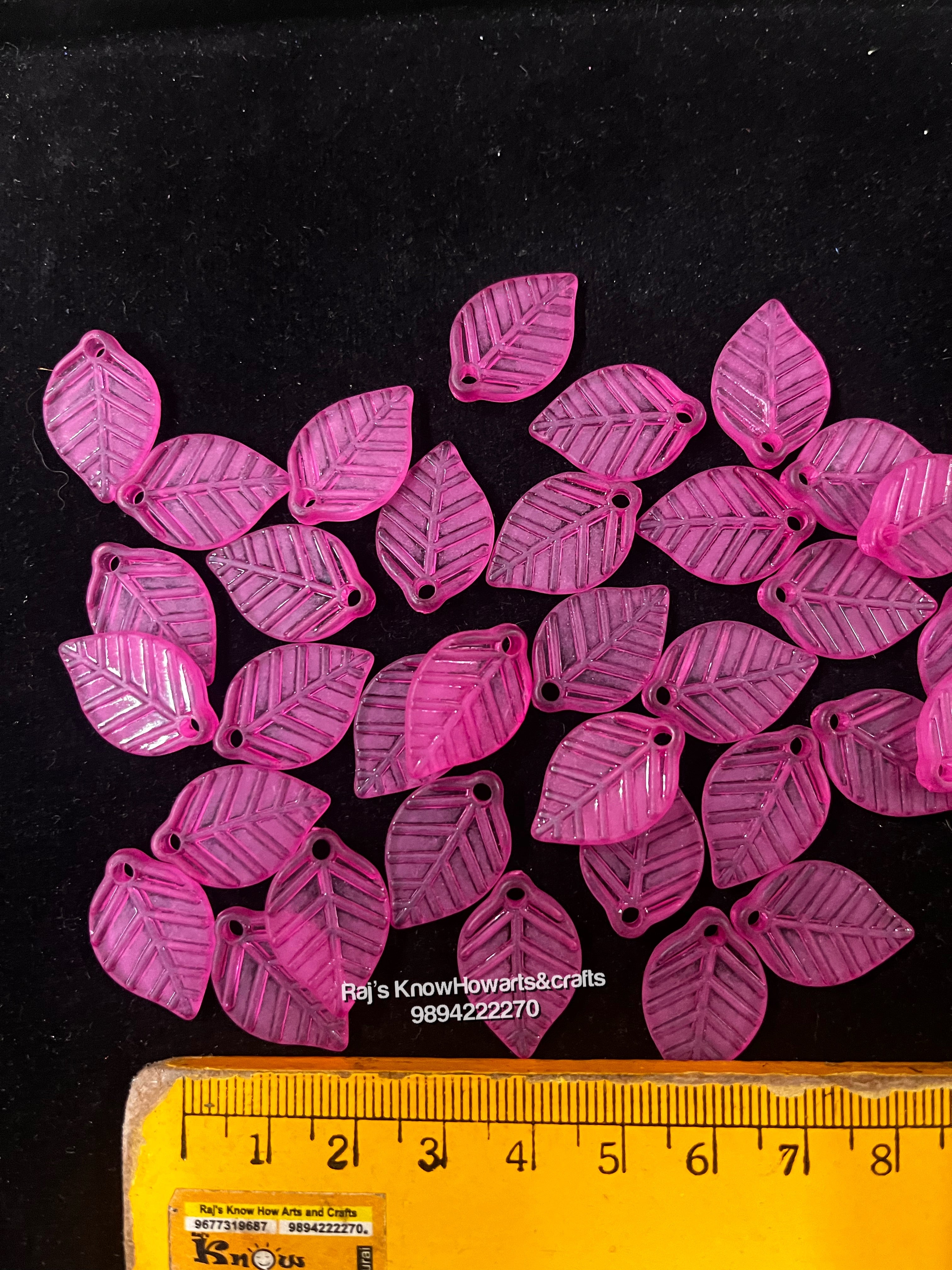 Pink Leaf plain beads  - 50g in a pack