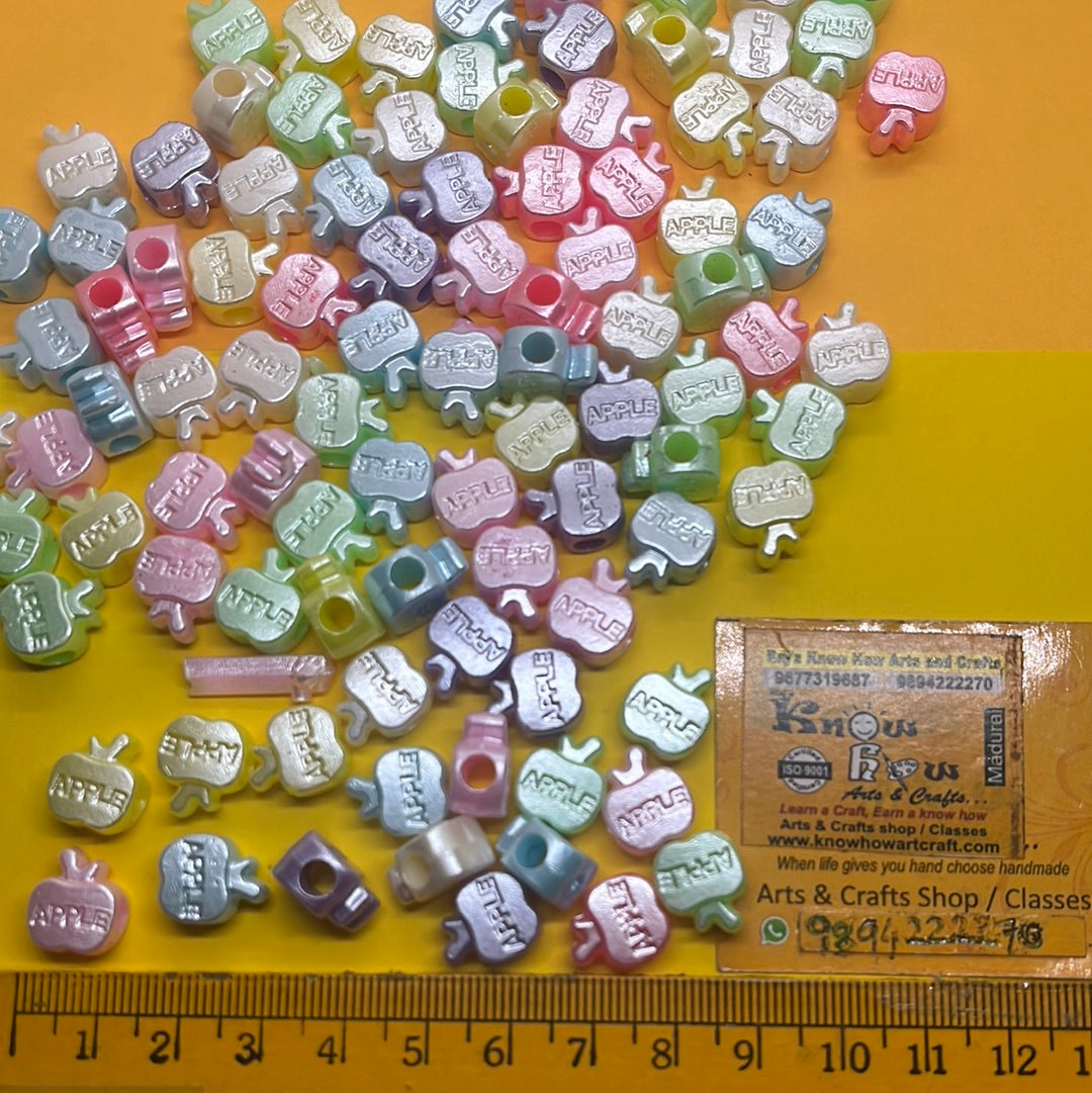 Pastel color apple design beads -50g 5