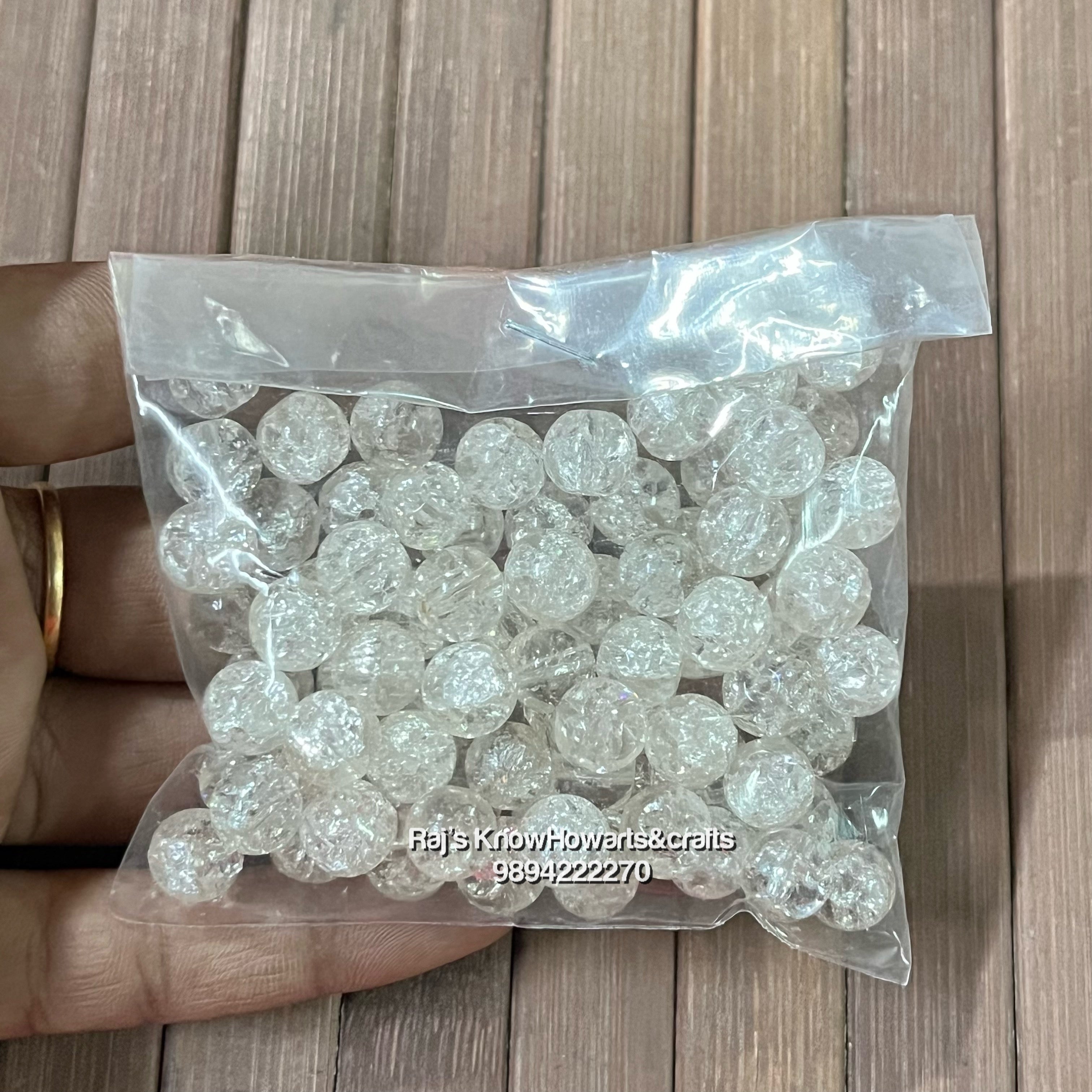 Broken glass beads white 8mm - 50g