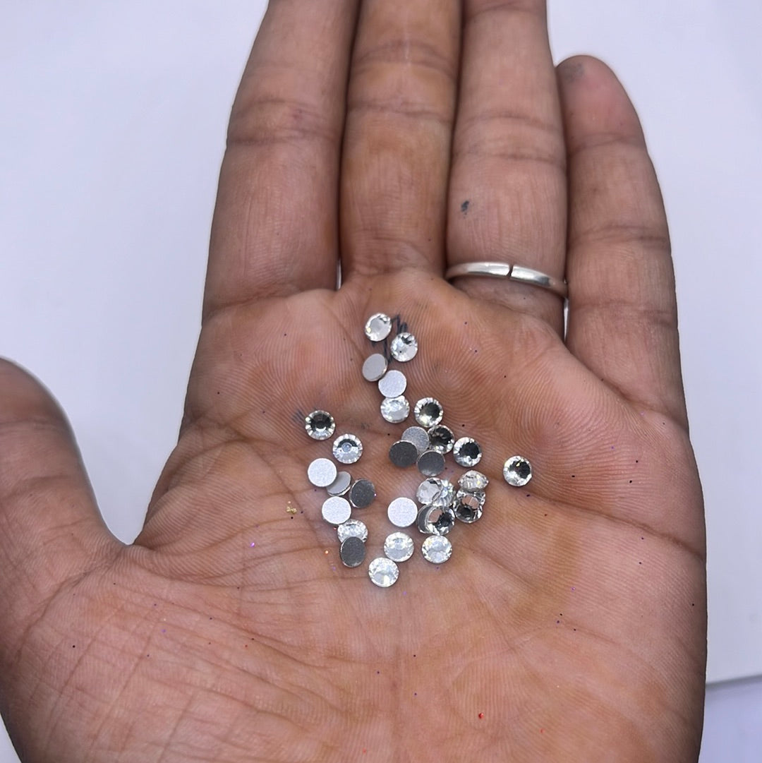 SS16  4mm flat AD round white  stone American diamond Kundan stones