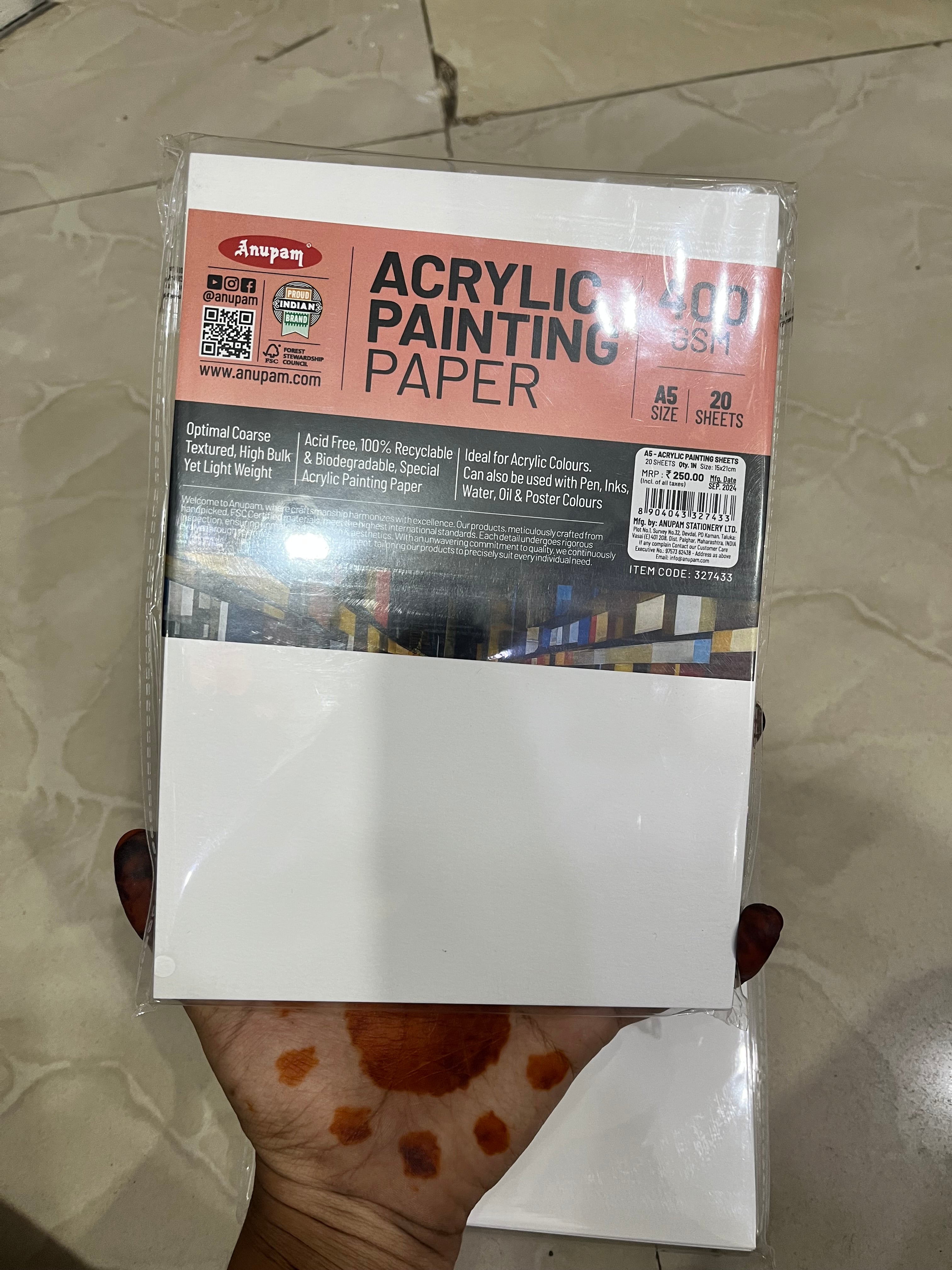 A5 Acrylic painting paper-400gsm-16 sheets