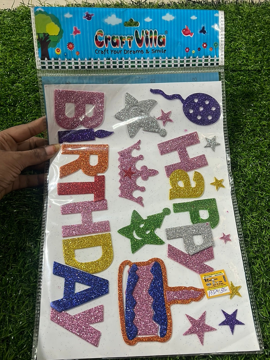 Happy birthday Glitter stickers A4size-1 pack