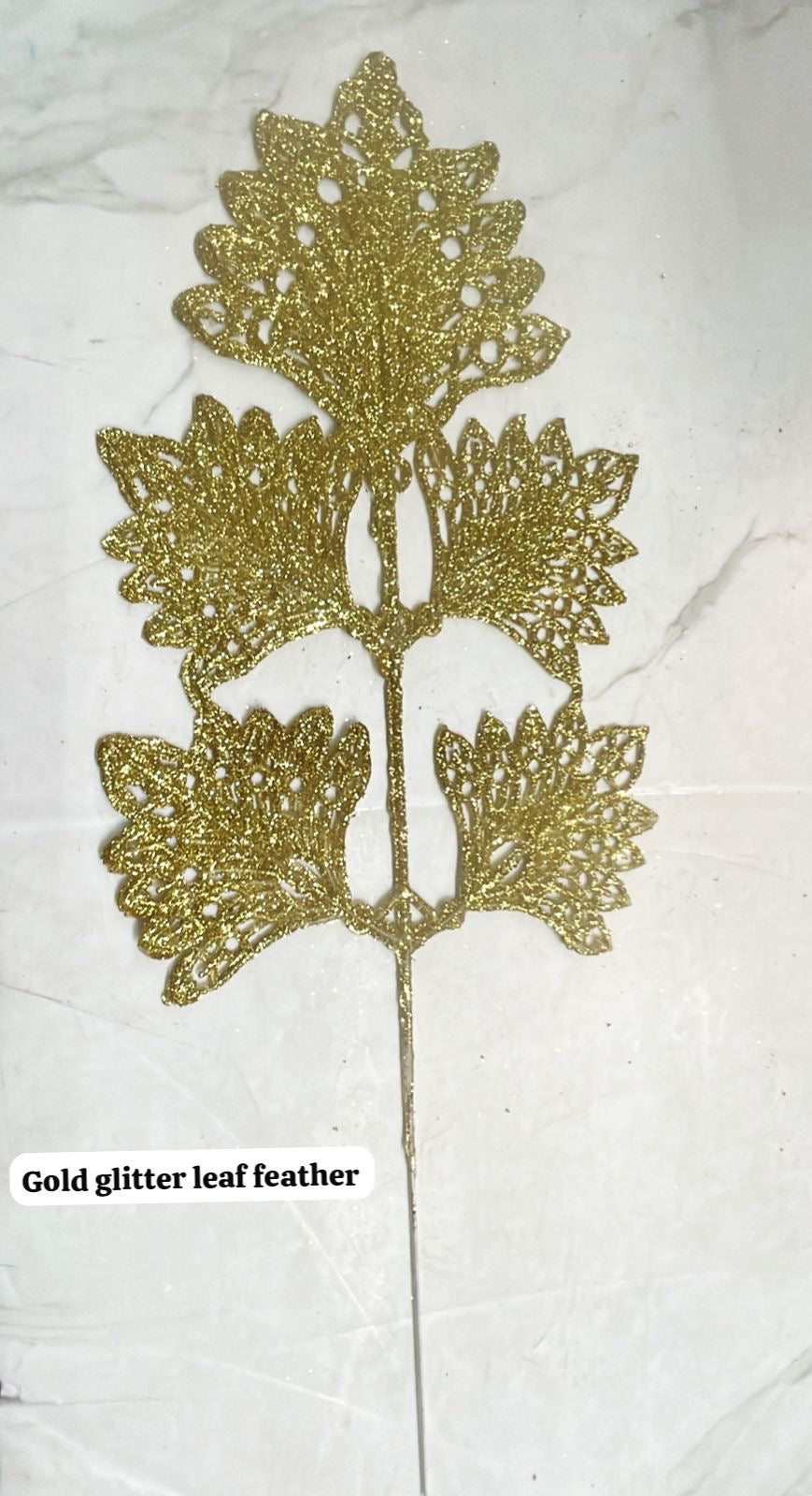 Golden glitter leaf feather-1pack