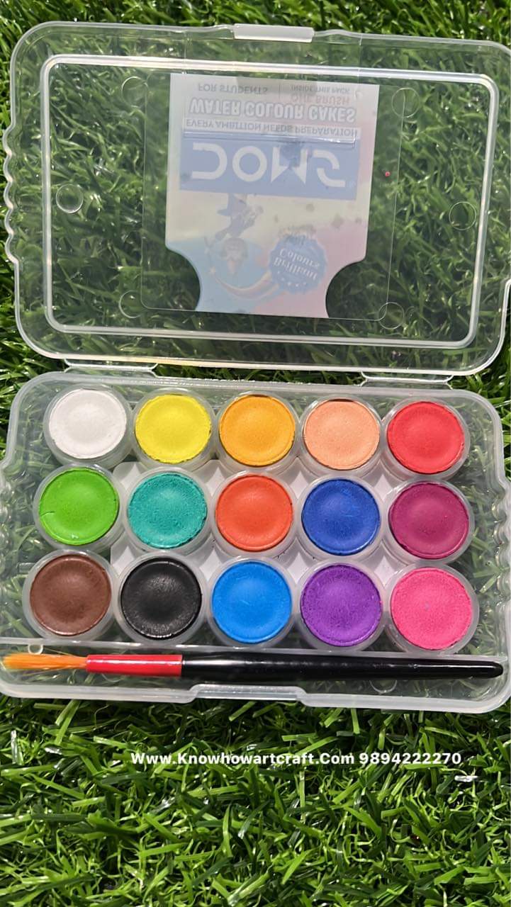 Camlin 18 Shades Artists Water Colour Cake with Brush, Multicolor :  Amazon.in: Home & Kitchen