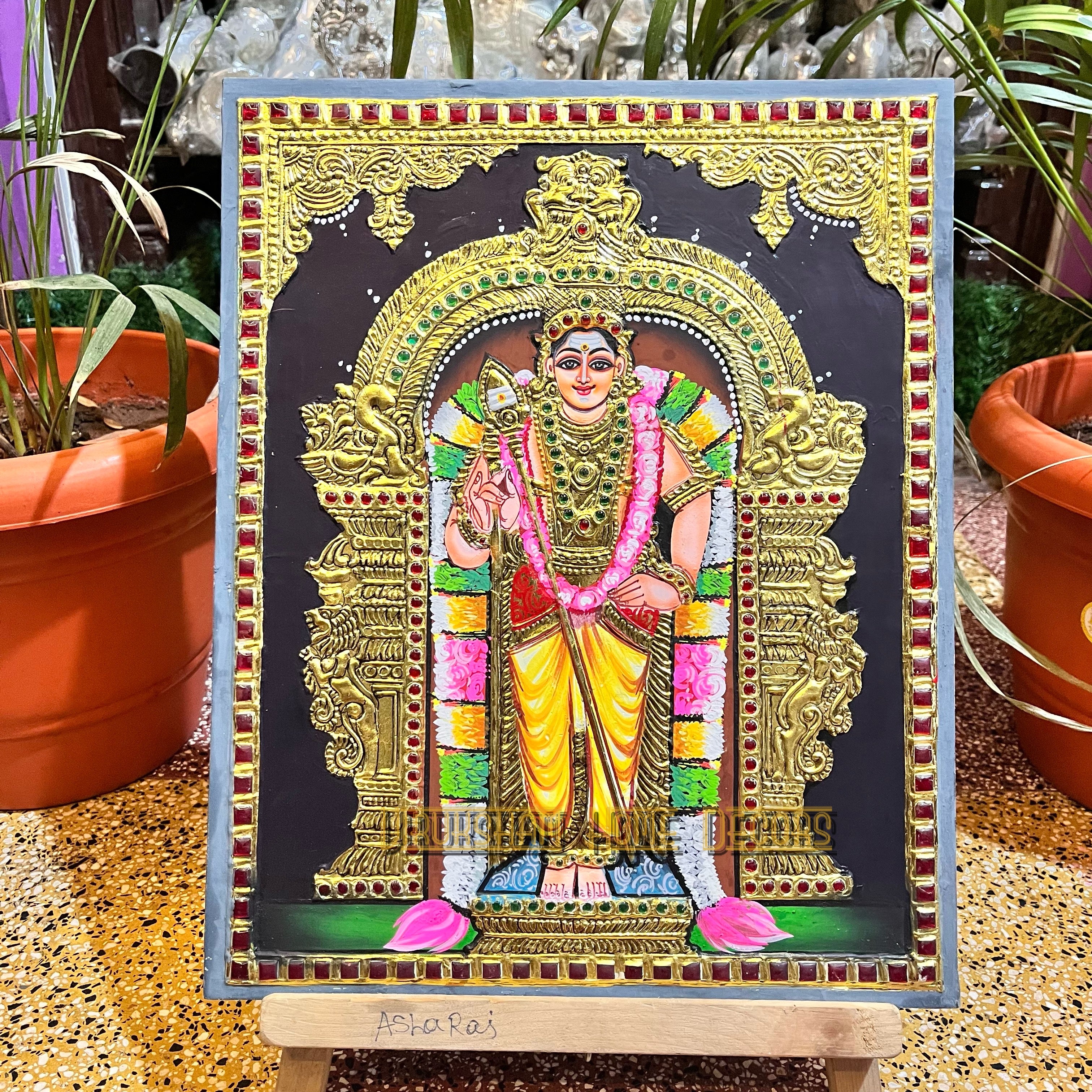 Murugan 12x15  Tanjore painting -1 board(15 days delivery time)without frame