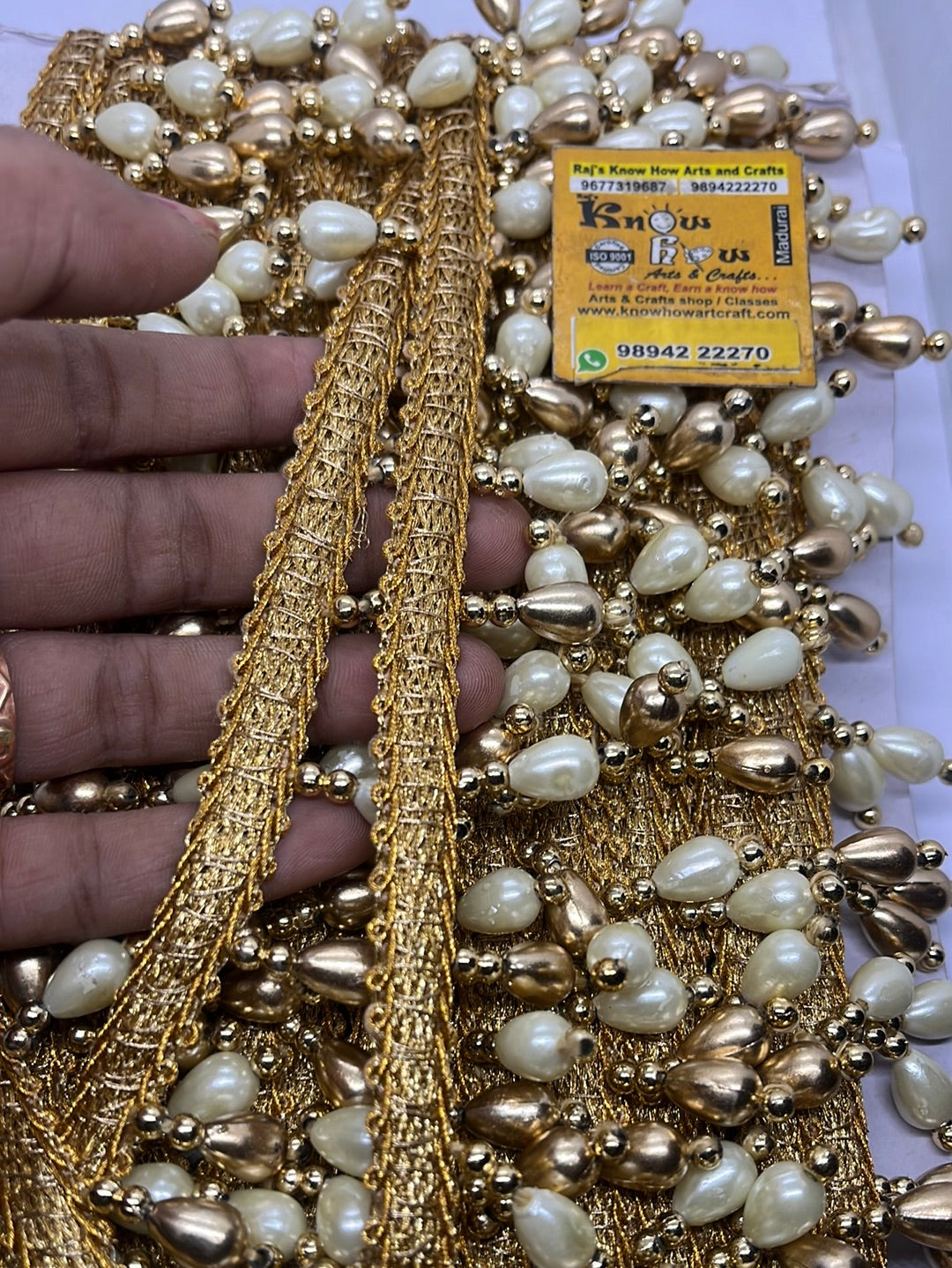 Golden zari beads  lace -  1 metre