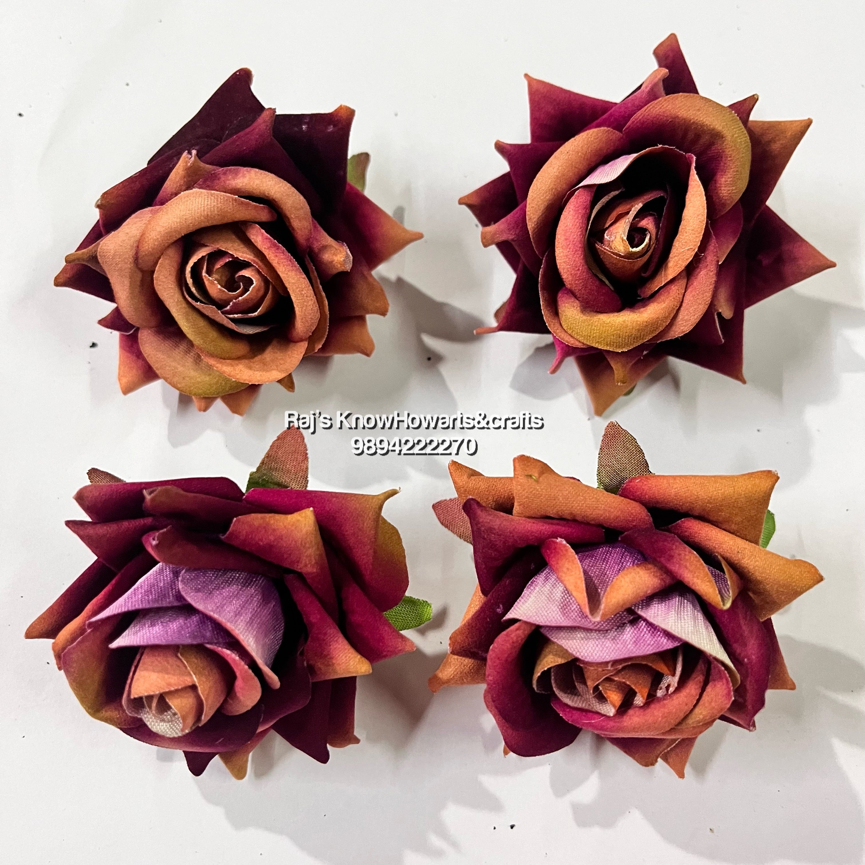 Artificial velvet rose  flower - 5pc