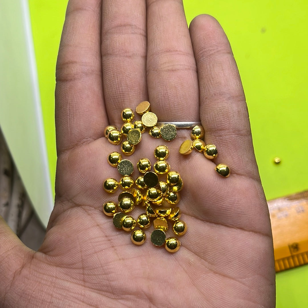 4mm  golden round half beads more than 25pc