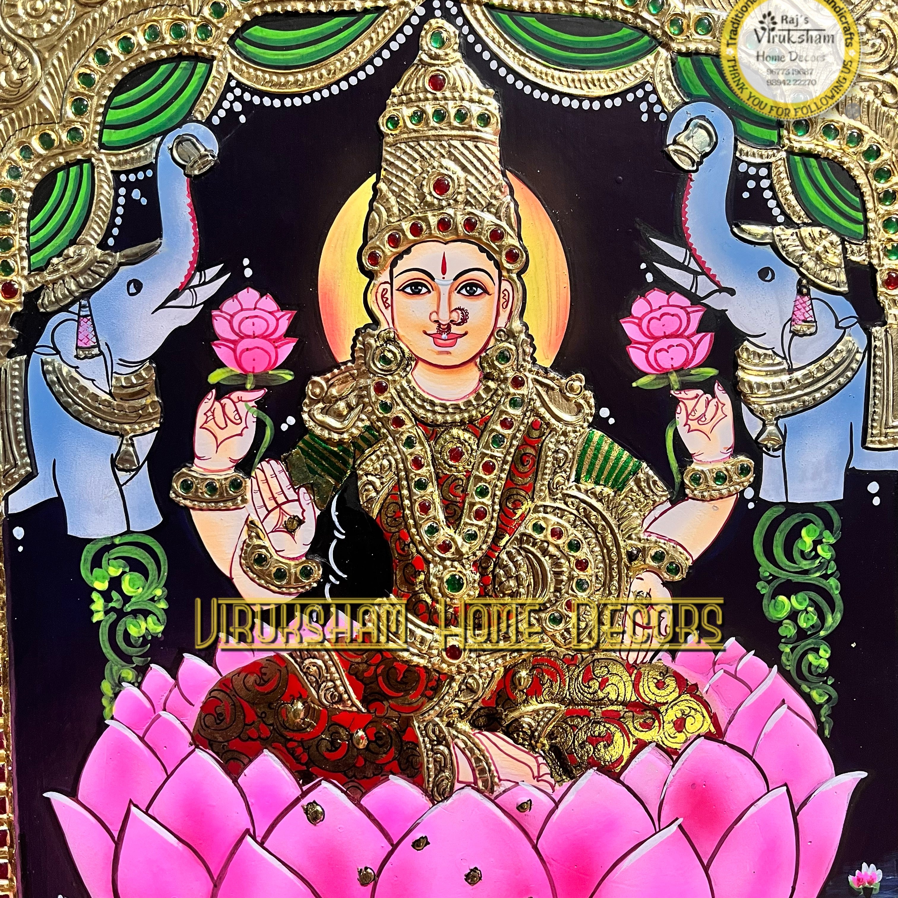 GajaLakshmi 12x15 Tanjore painting -1 board