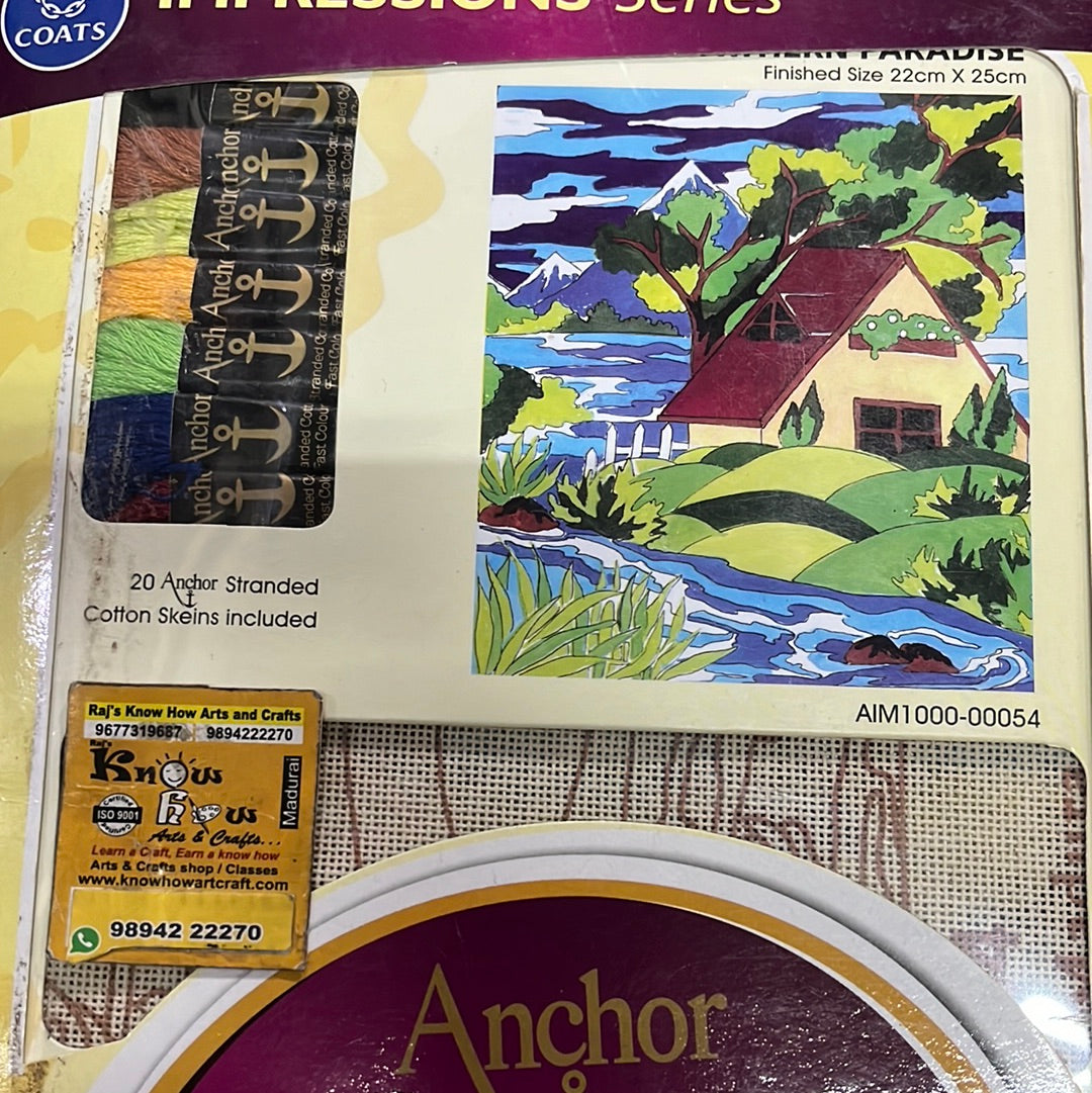 Anchor stitch embroidery kit northern paradise  finished size 22cm x 25cm