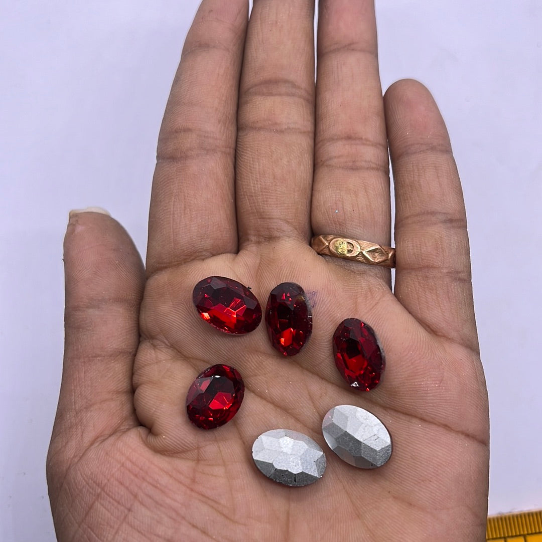 10x14 AD Red stone Tanjore Painting American diamond Kundan stones-6 stones in a pack