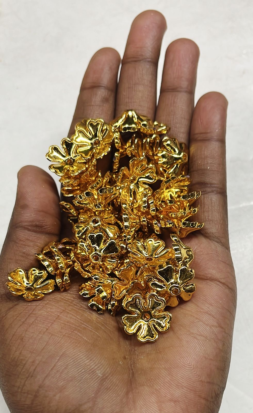 Golden acrylic flower petal beads 50g-1pack