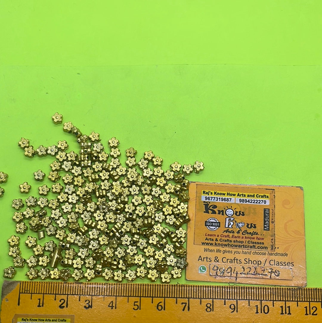 3mm golden flower beads more than 25pc