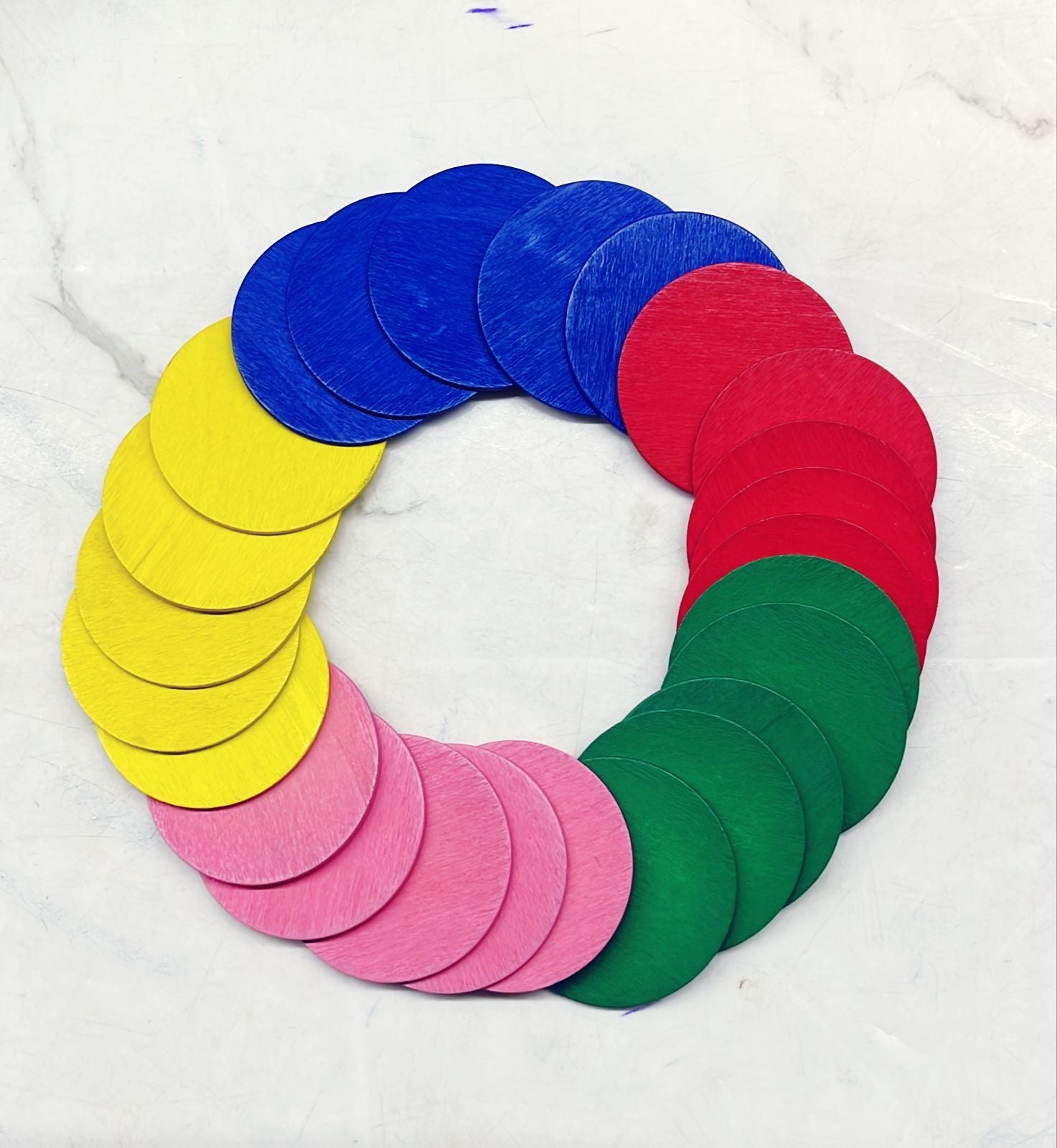 Craft wood coin colour 25piece 50mmx1.2m in a 1pack/MG6407