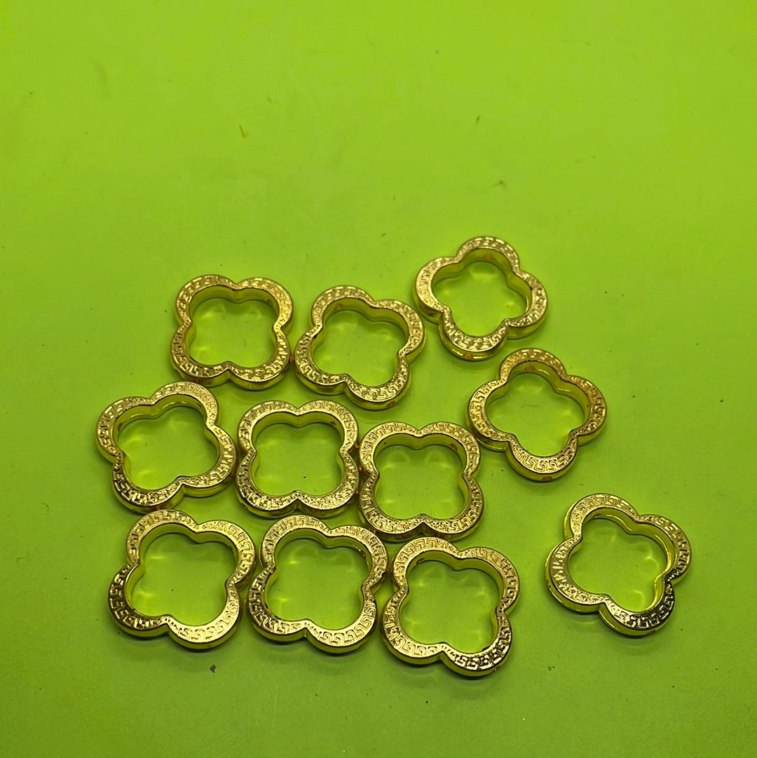 Clover acrylic earing blanks gold  beads more than 25pc