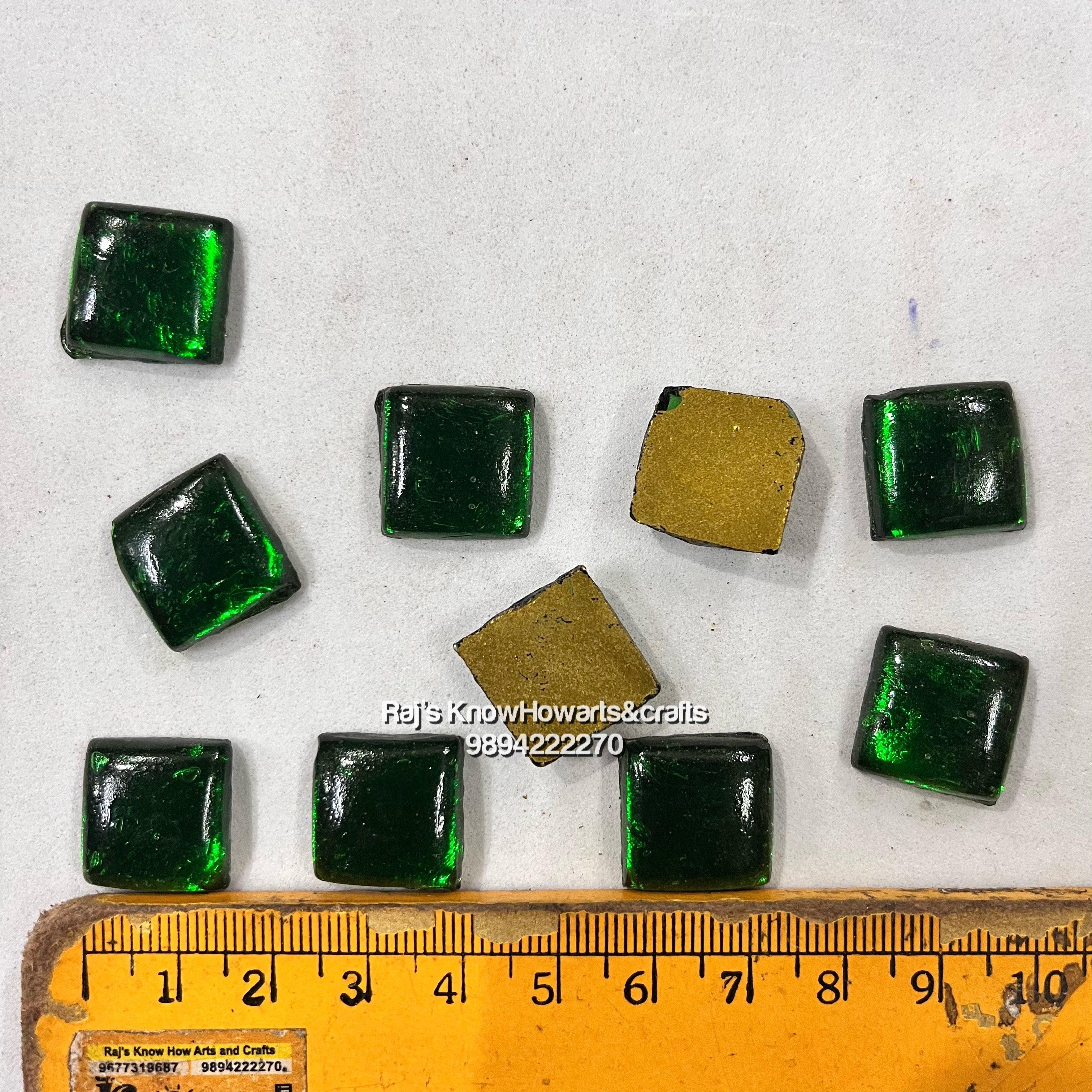 16x16 Green Square Tanjore Painting Jaipur Kundan stones-50 stones in a pack - 16SG