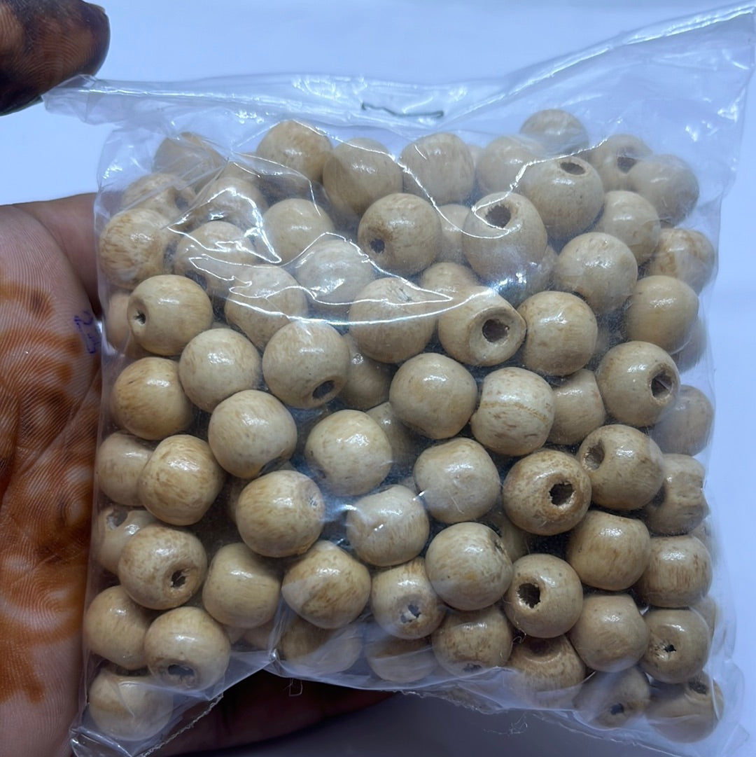 Wooden beads  gold round beads 50g