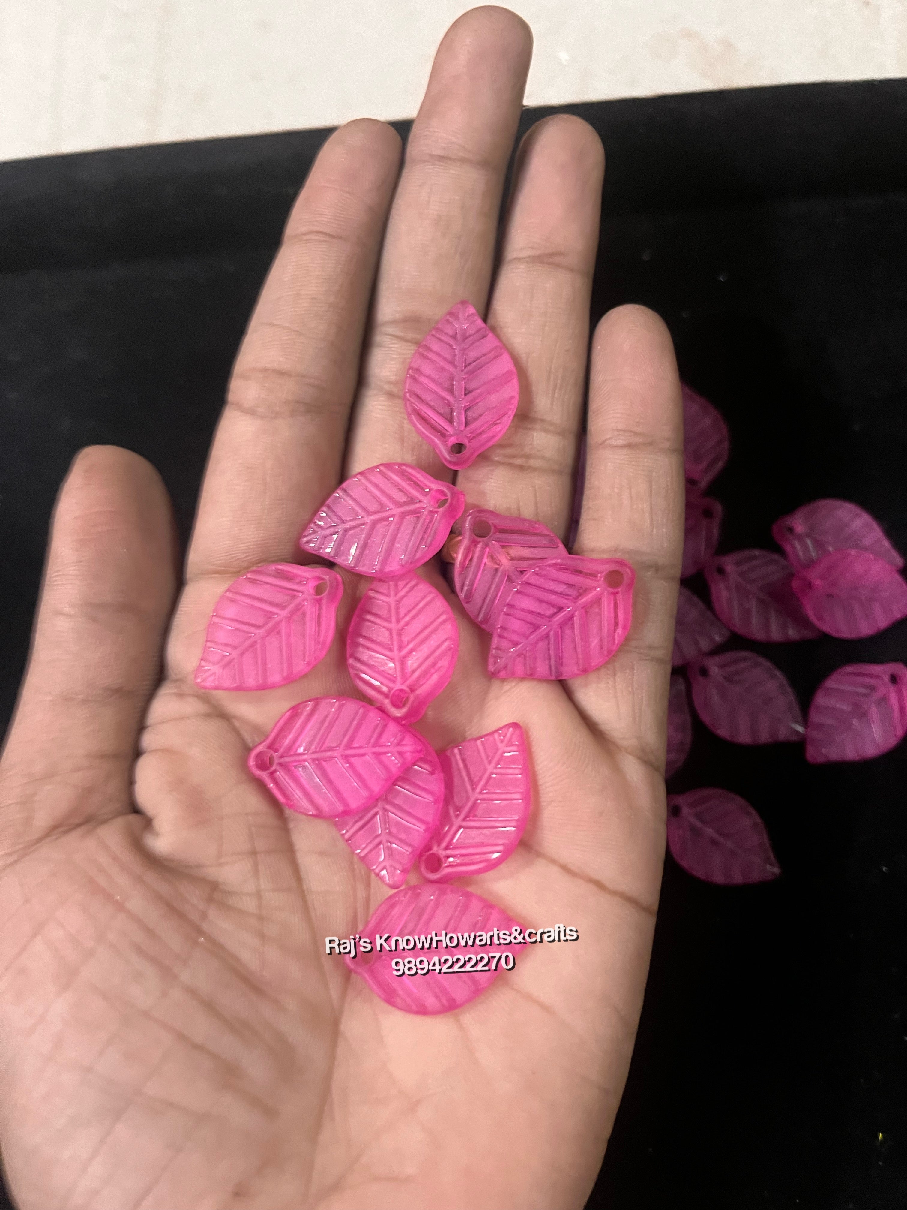 Pink Leaf plain beads  - 50g in a pack