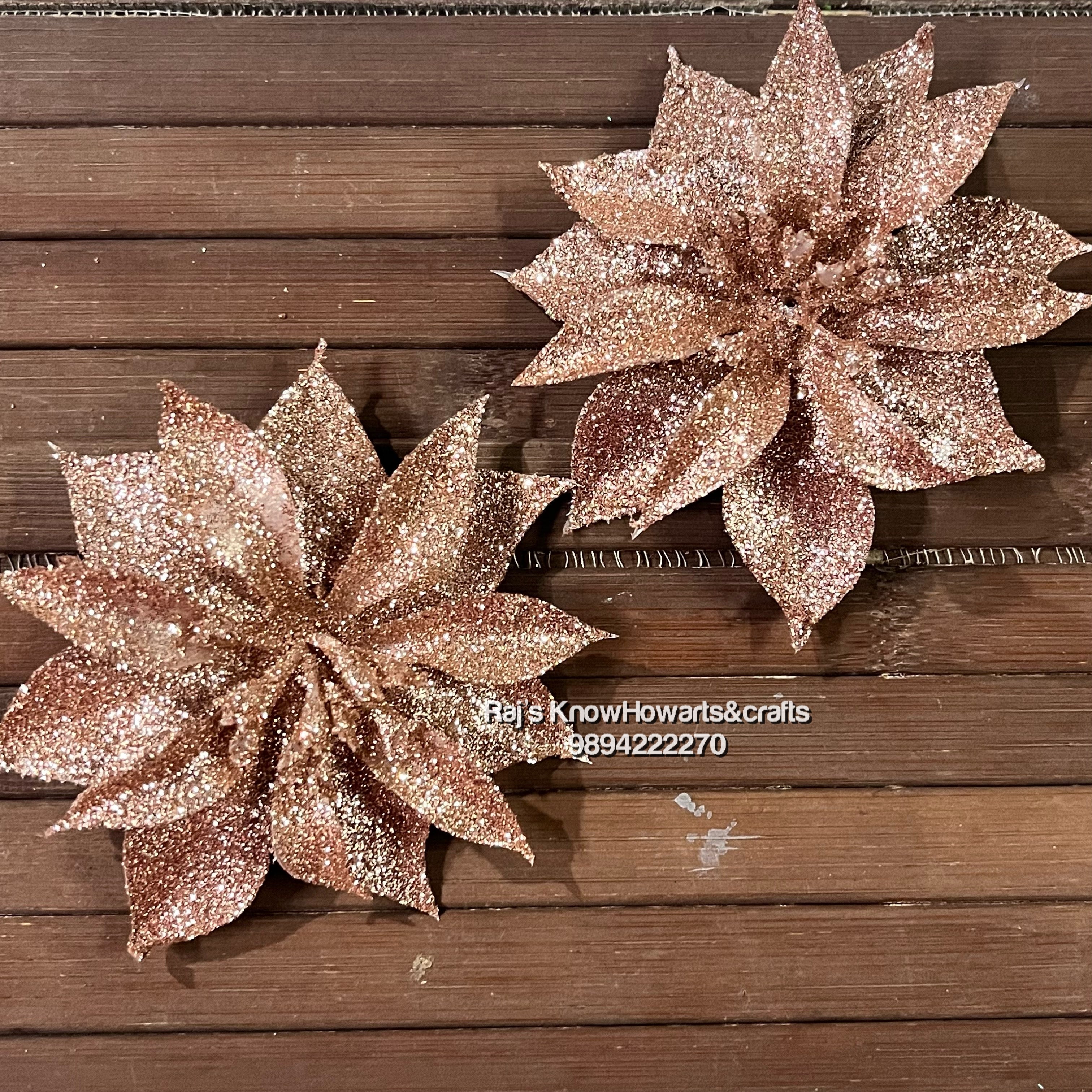 Copper  Glitter flower - 2 pc