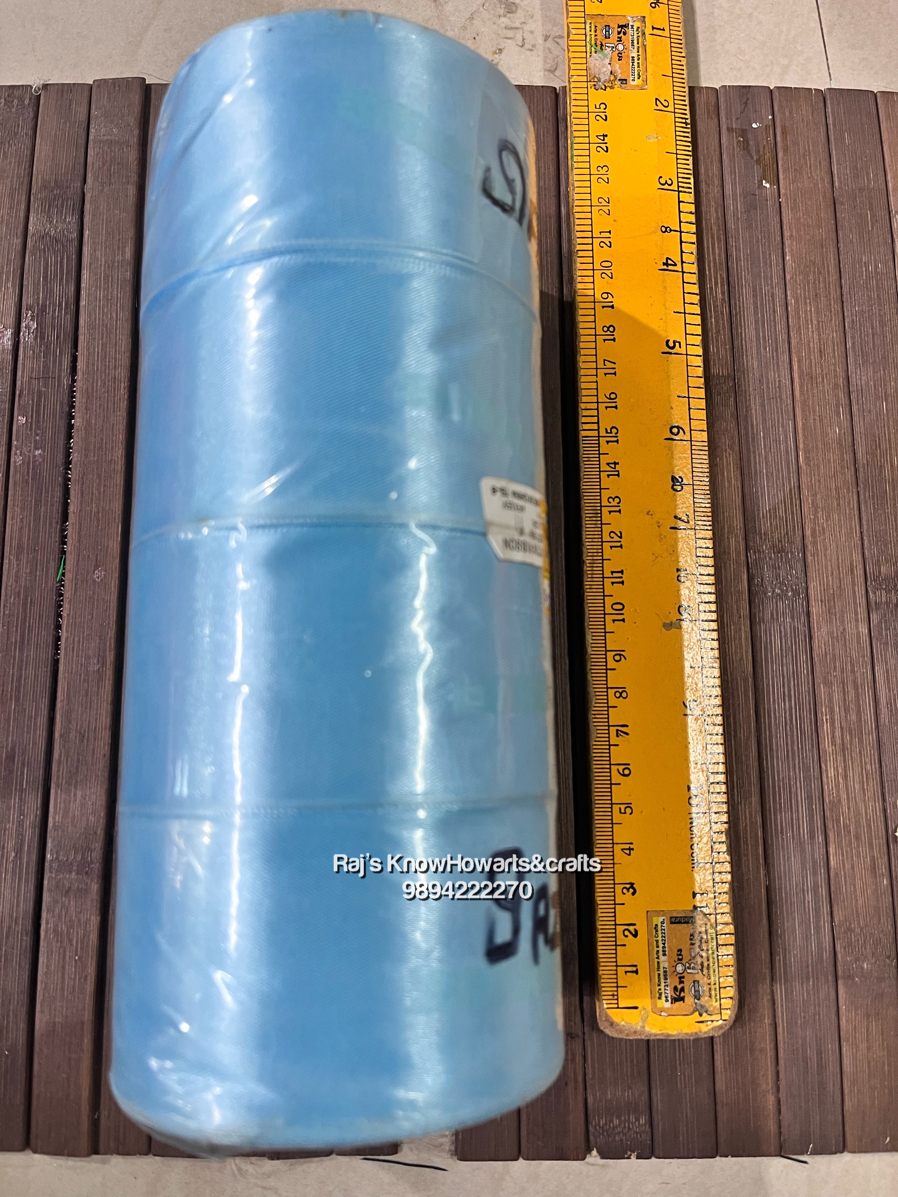 2 Inch Blue Ribbon Sky Blue- 2 inch satin ribbon 10 meter - 1 pc – KnowHowArtCraft