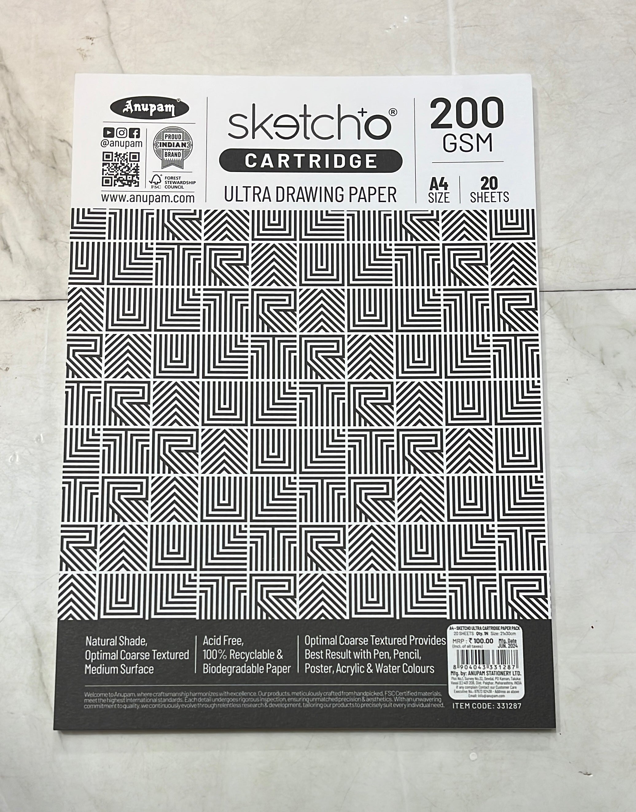Sketcho ultra cartridge drawing paper 200gsm (A3&A4)-1pack