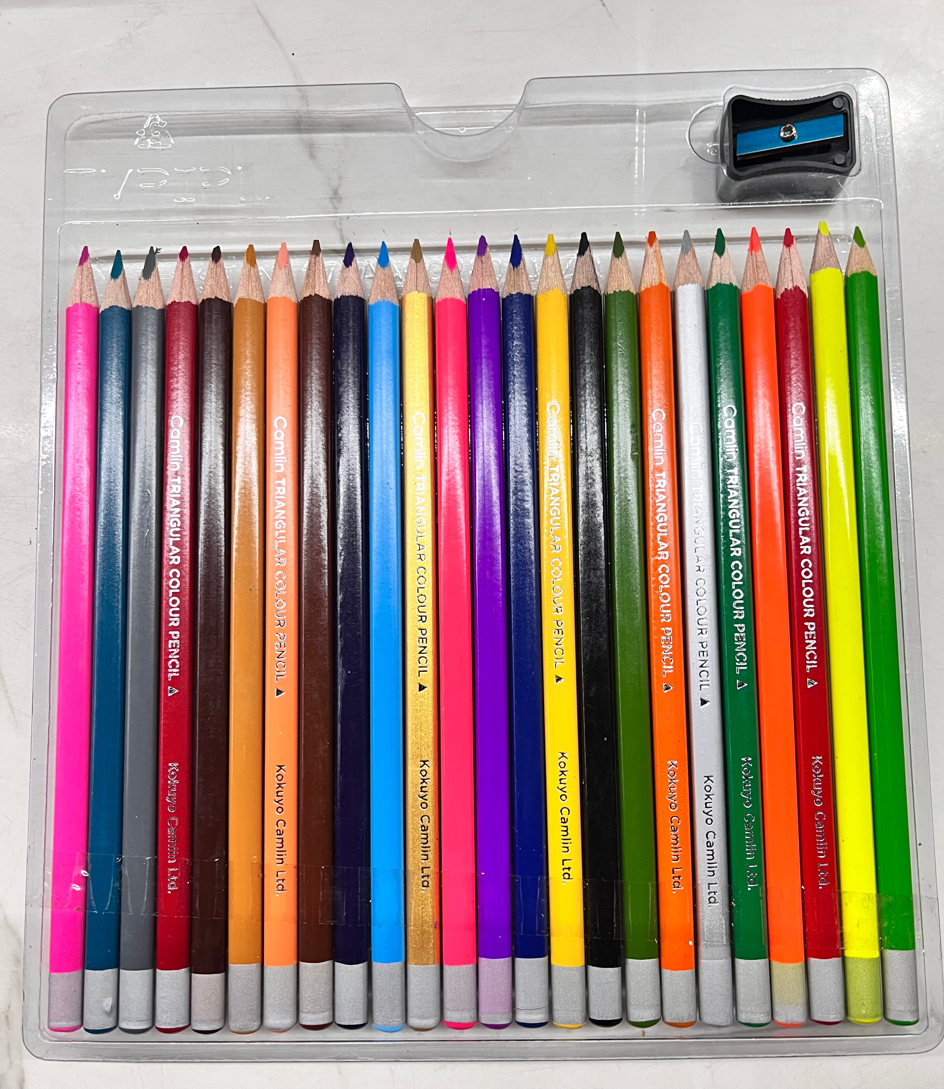 Camlin premium triangular colour pencils 24shades -1pack