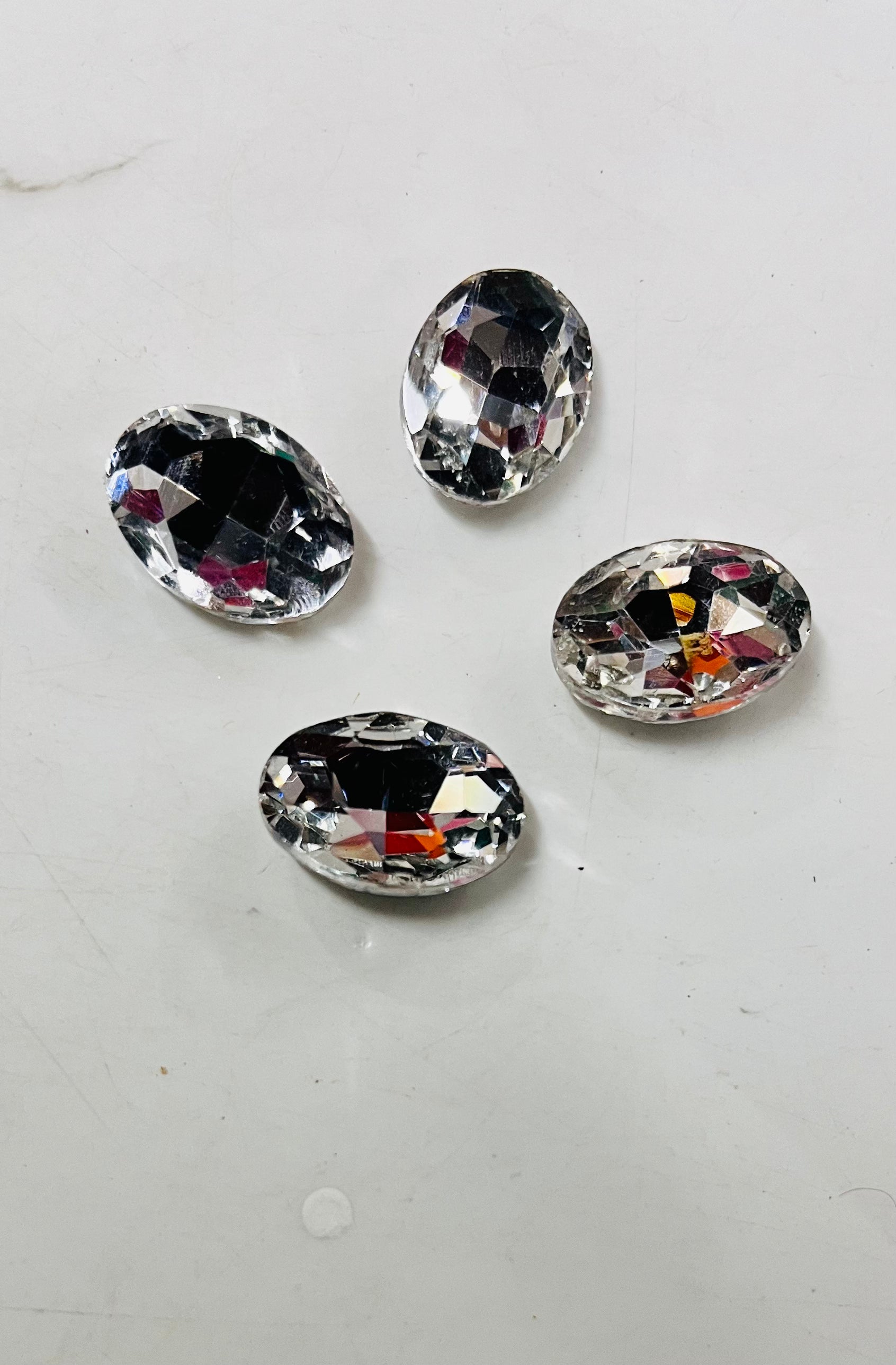 13x18 AD oval white stone Tanjore Painting American diamond Kundan stones-4 stones in a pack