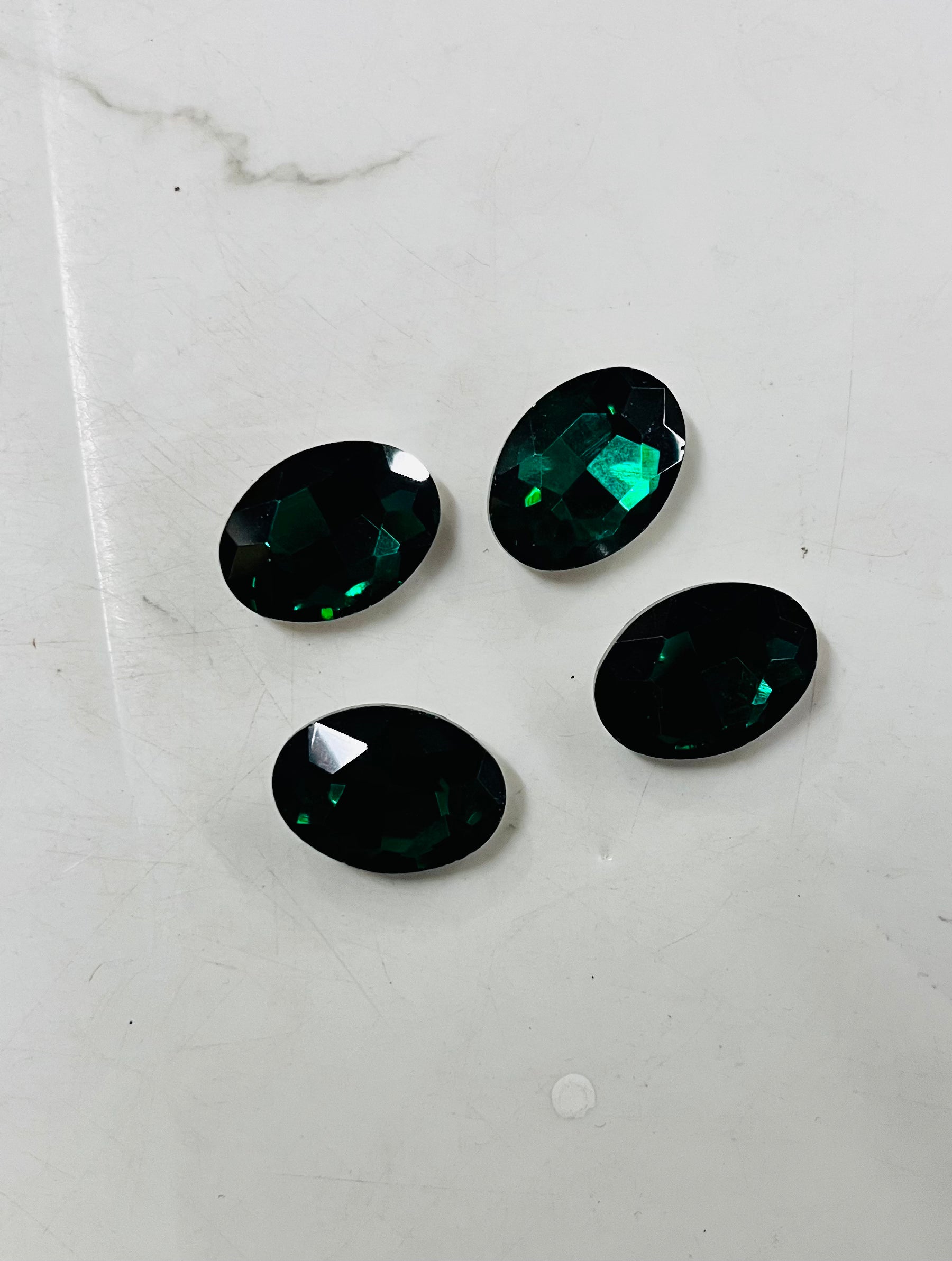 13x18 AD oval green stone Tanjore Painting American diamond Kundan stones-4 stones in a pack