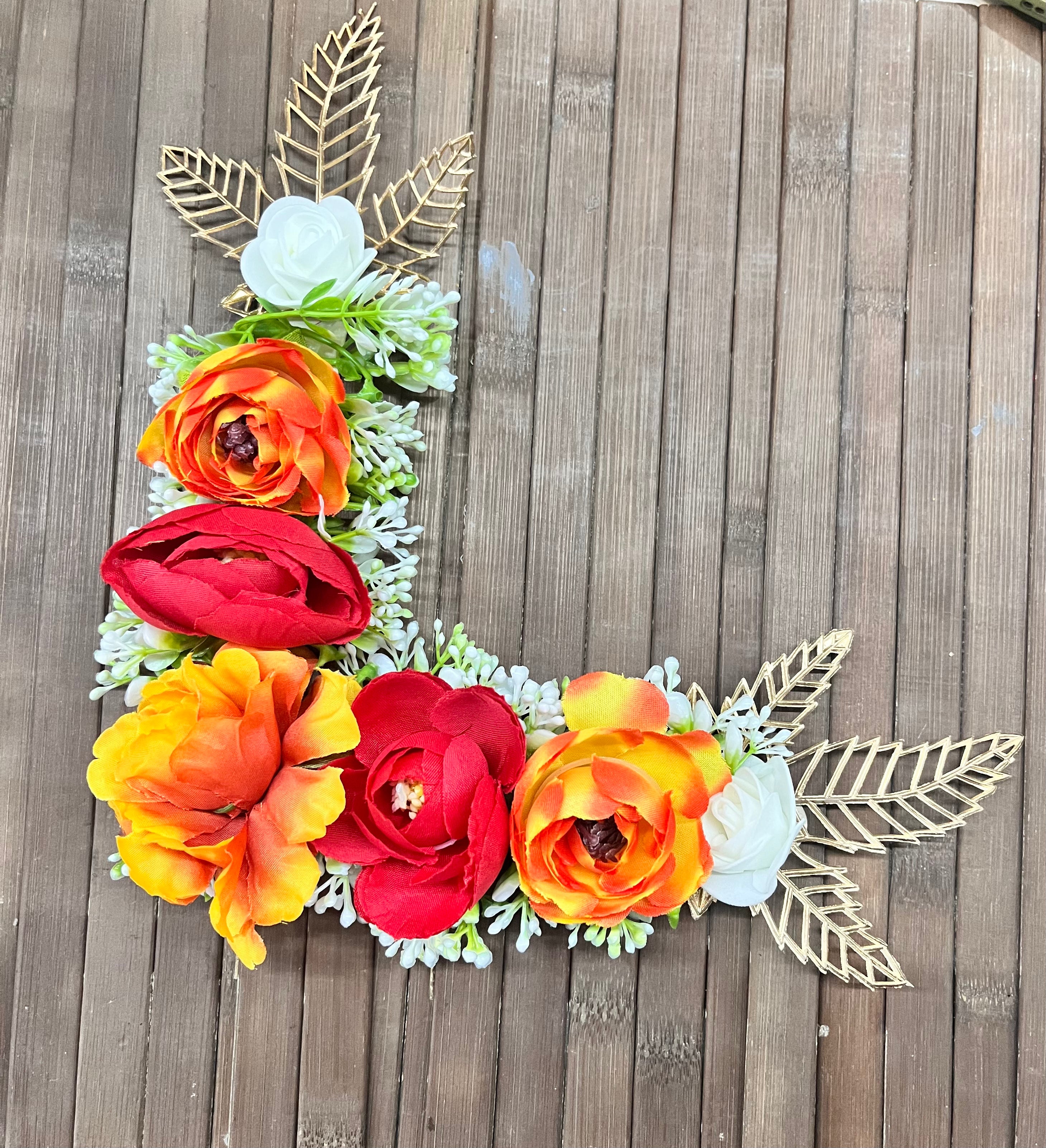 Floral border broach L shape. Set of 2