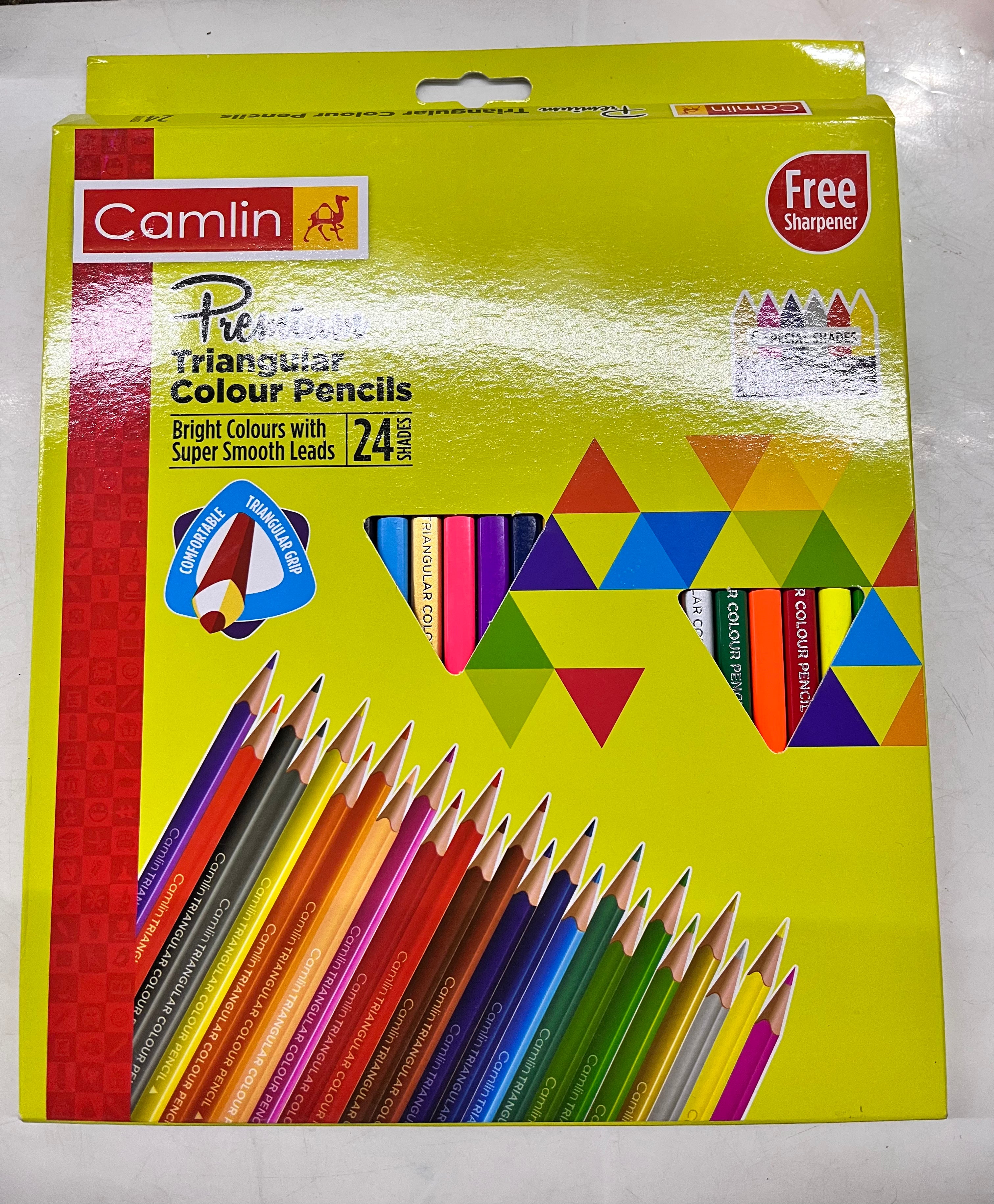 Camlin premium triangular colour pencils 24shades -1pack