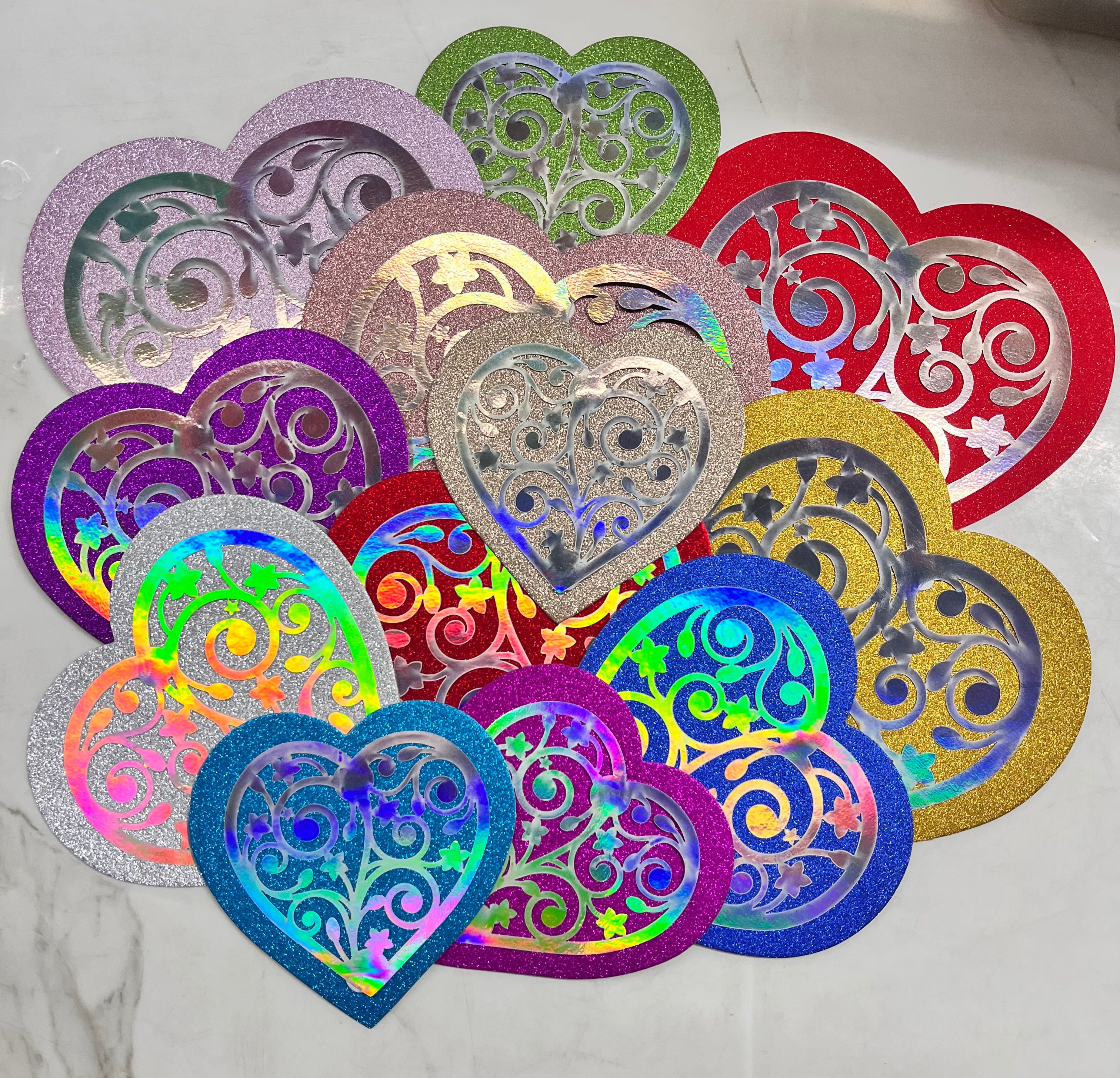 3d heart &butterfly decoration sticker-assorted 3 (12pcs pack )