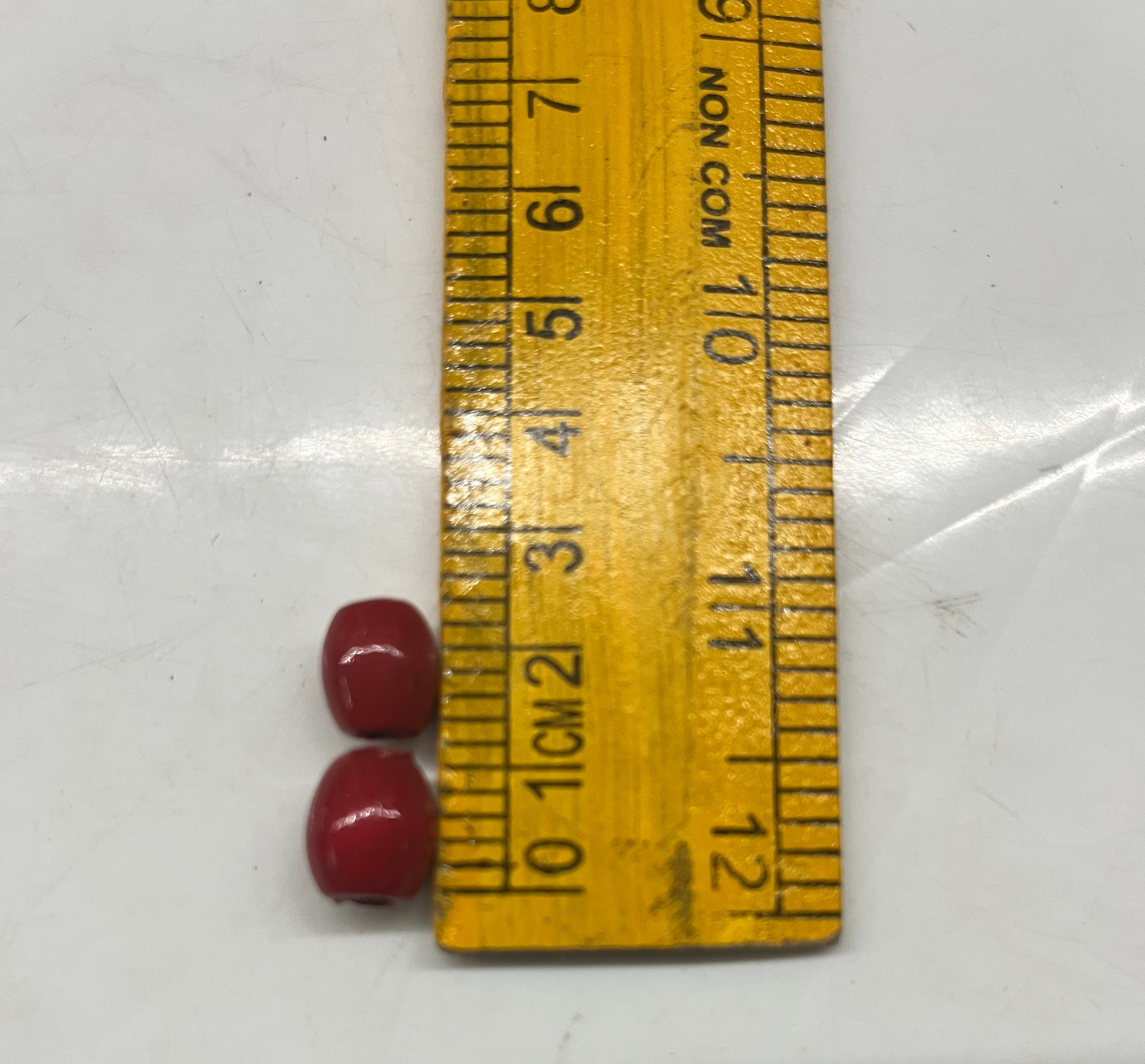 Drum Glass beads small Red 10mm -50g pack